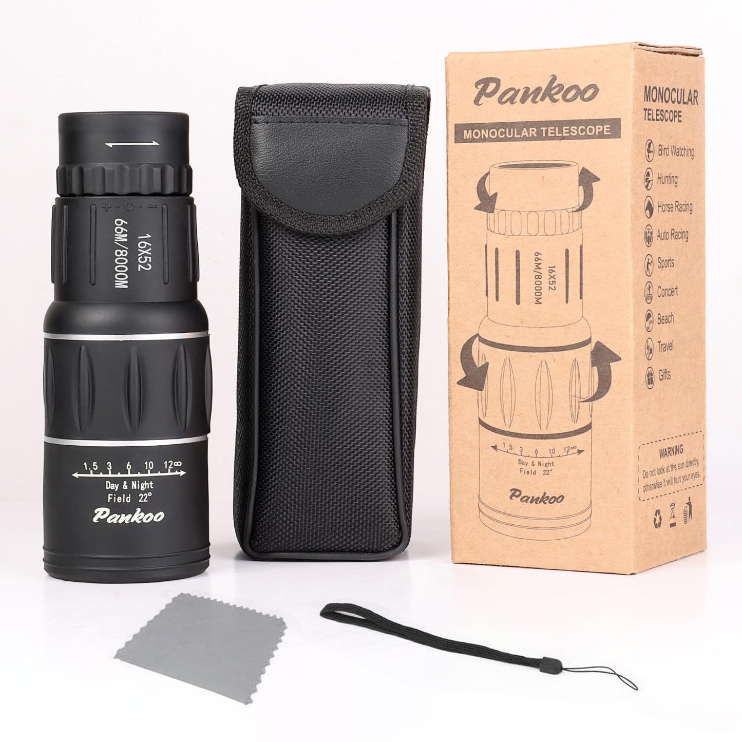 Regalos de cumpleaños para Hombres, papá, Marido, él, telescopio monocular de 16 x 52 Pulgadas de Alta Potencia para Adultos, monoculares compactos de Prisma de Potencia 2023 para Adultos y niños