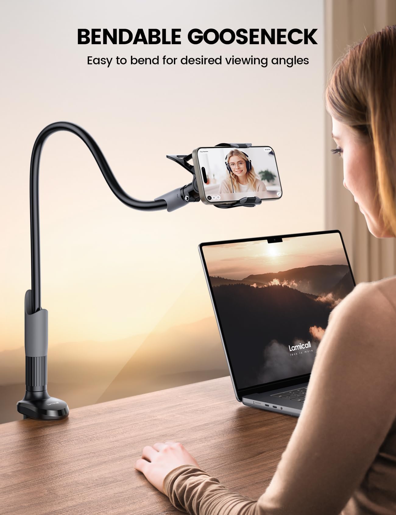 Lamicall Soporte de Clip para teléfono Celular para Cama