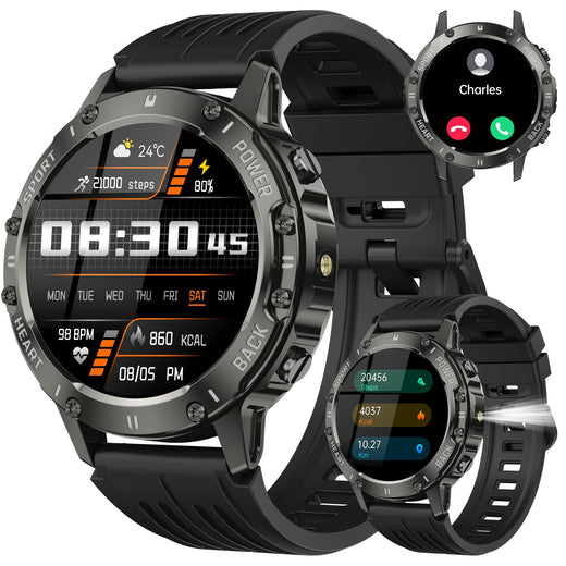 TIMU Reloj Inteligente Hombre Militar, 1.39" HD Smartwatch Hombre con Llamadas BT 5.3, 114+ Modos Deportivos, 24/7 Monitor de SueÃ±o/PodÃ³metro/PulsÃ³metro,
