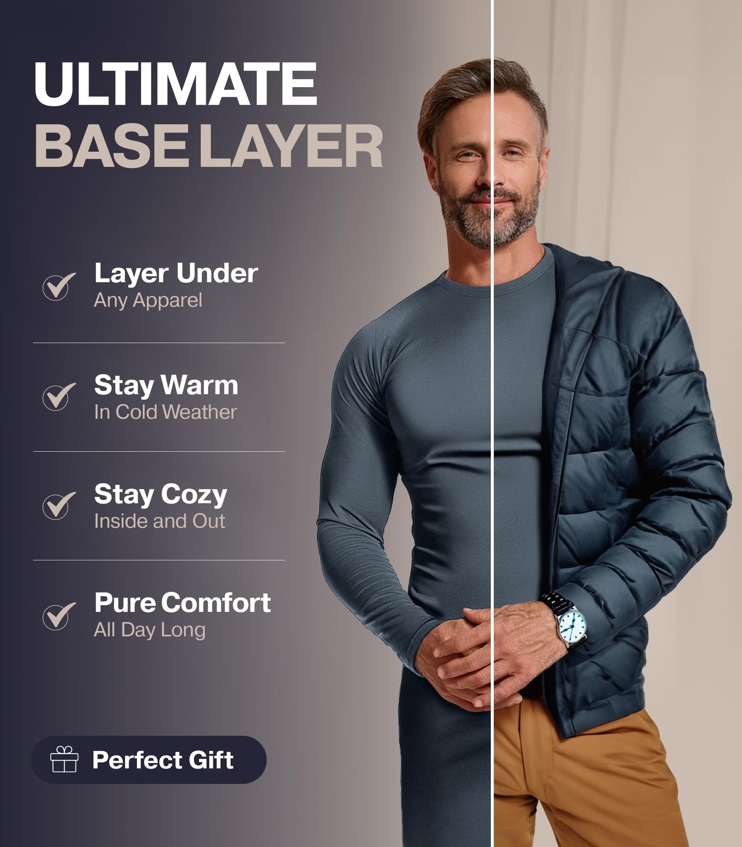 Moet Fashion Hombres Ropa Interior térmica Suave con Negro Grande del paño Grueso y Suave