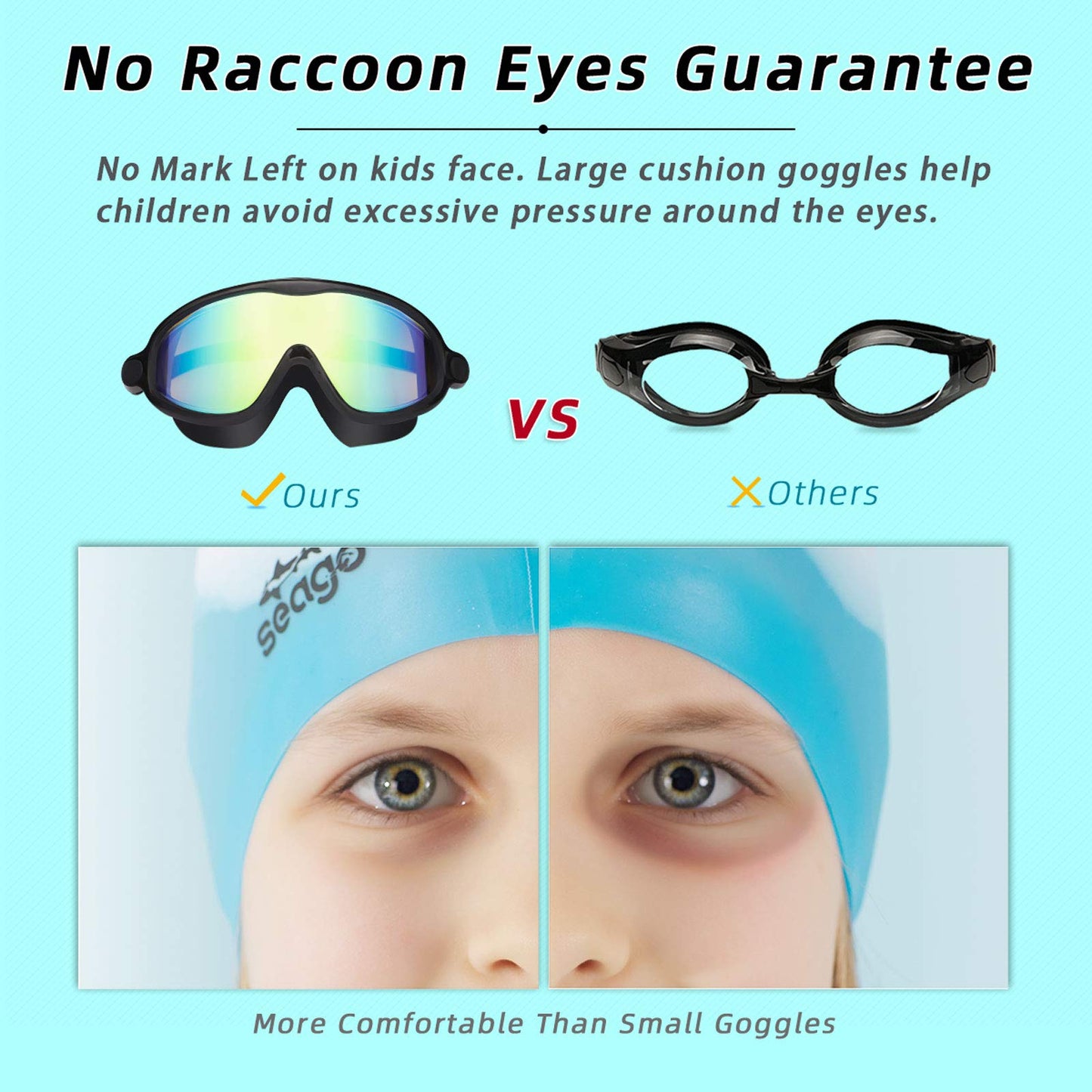 Gafas de natación para niños, 2 unidades, sin fugas, antivaho, visión amplia, protección UV, cristal transparente, impermeables, espejados, adecuados para niños y niñas de 3 a 15 años