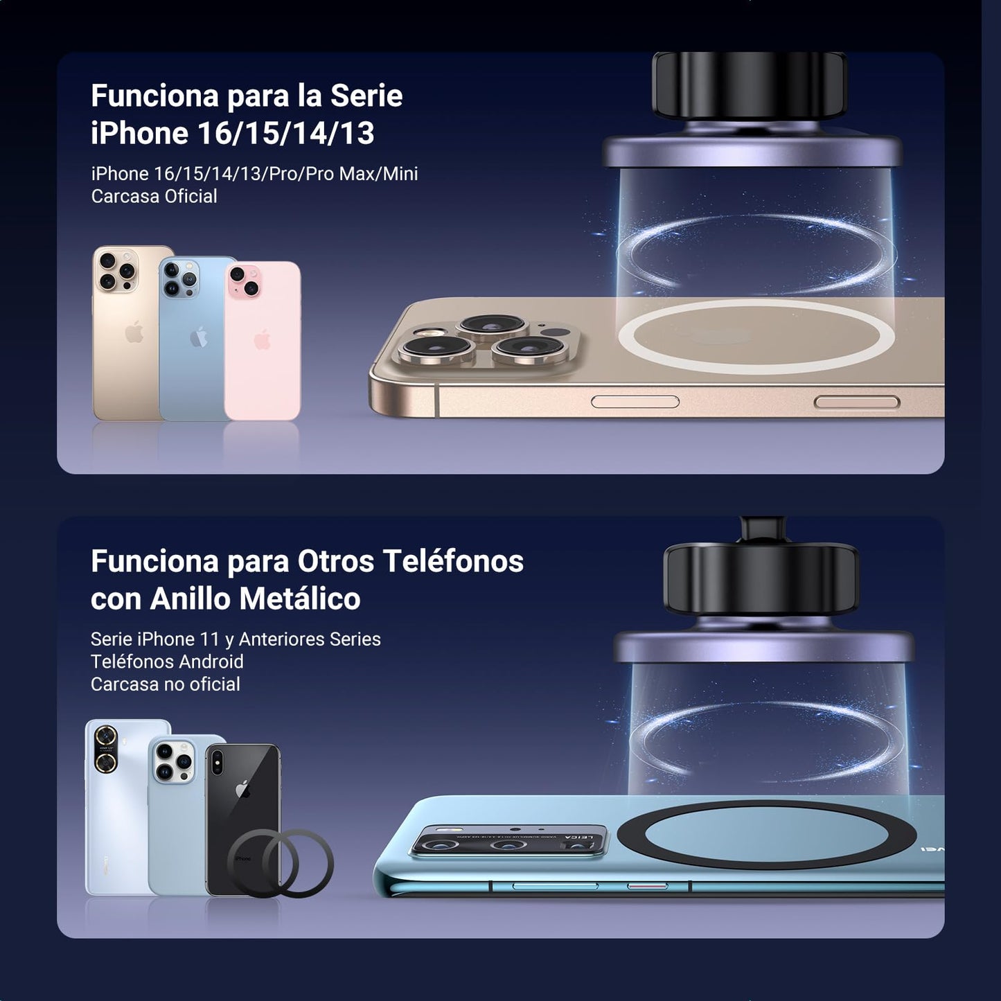 UGREEN Soporte de teléfono para Coche MagSafe – Se Adapta a la mayoría de Rejillas de ventilación, [imanes Fuertes de Carga de 1600 g, Soporte magnético para Rejilla de ventilación de Coche