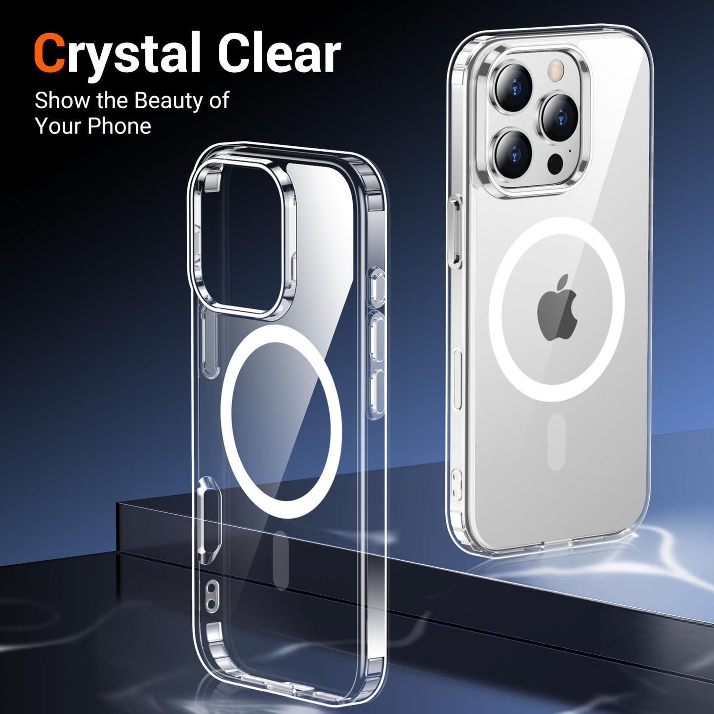 Temdan Funda transparente para iPhone 16 Pro, compatible con Magsafe, antiamarilleamiento, protección de grado militar, a prueba de golpes, delgada, magnética, transparente