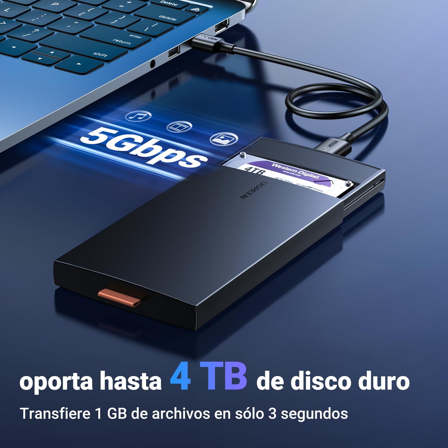 UGREEN Cable USB 3.0 a Micro B 5Gbps Compatible con Galaxy Note S5, Disco Duro Toshiba Canvio Basic, Seagate Backup, Maxtor M3, WD My Passport (0.5 M)