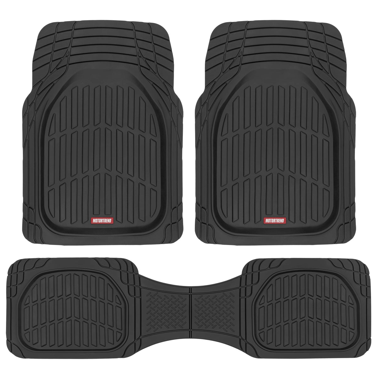 Motor Trend 923-BK FlexTough - Alfombrillas de Goma Resistentes para Coche, SUV, camión y Furgoneta, protección para Todo Tipo de Clima, Ajuste Universal