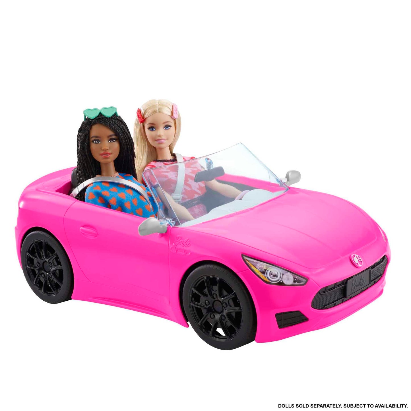 Barbie Descapotable Rosa con 2 plazas para muñecas, Coche de Juguete, Regalo para niñas y niños +3 años (Mattel HBT92)