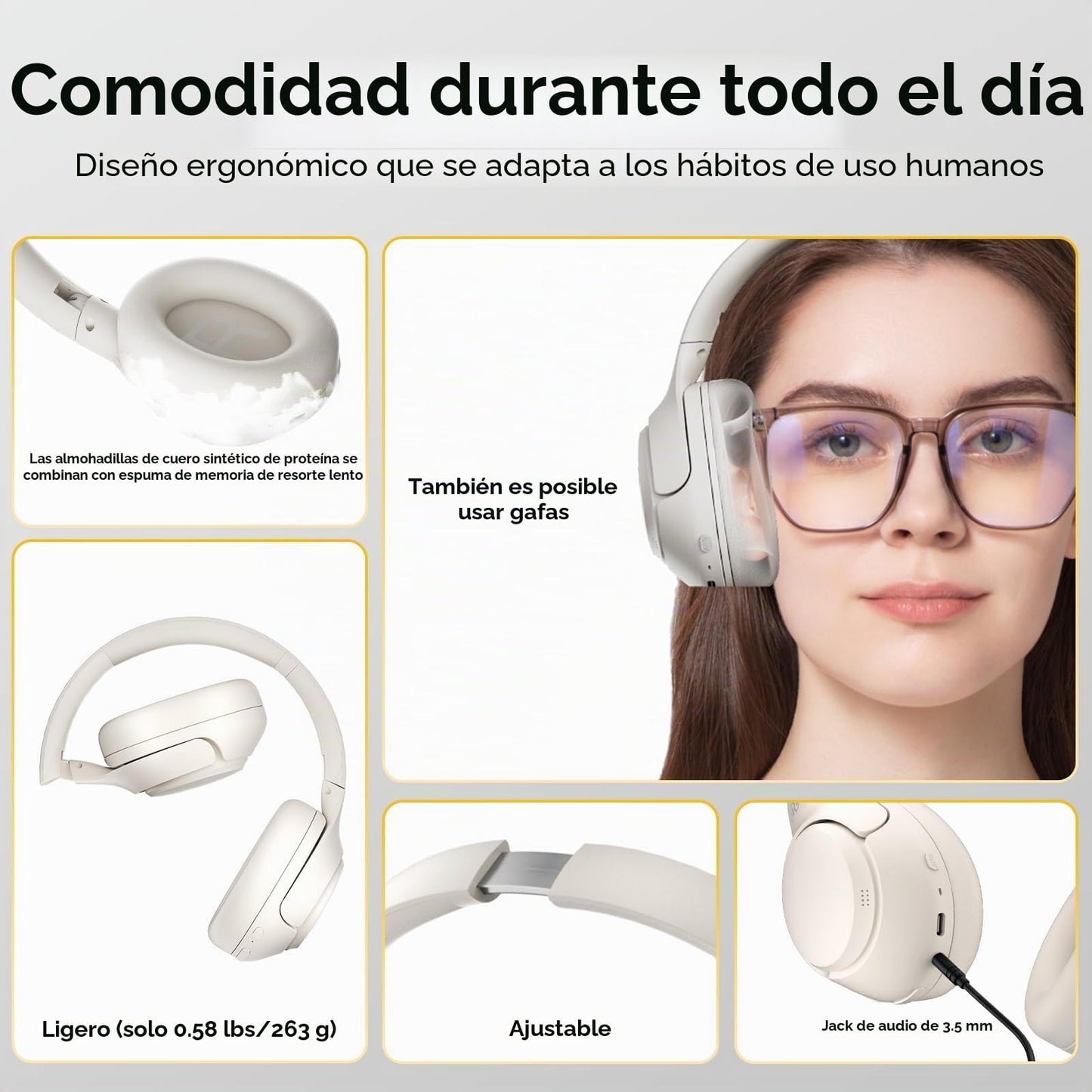QCY H3 Auriculares Inalámbricos Bluetooth 5.4 Cancelación de Ruido Activa Híbrida, Hi-Res Audio, 60 Horas de Reproducción, Plegables Cascos Inalámbricos Compatible con iOS/Android