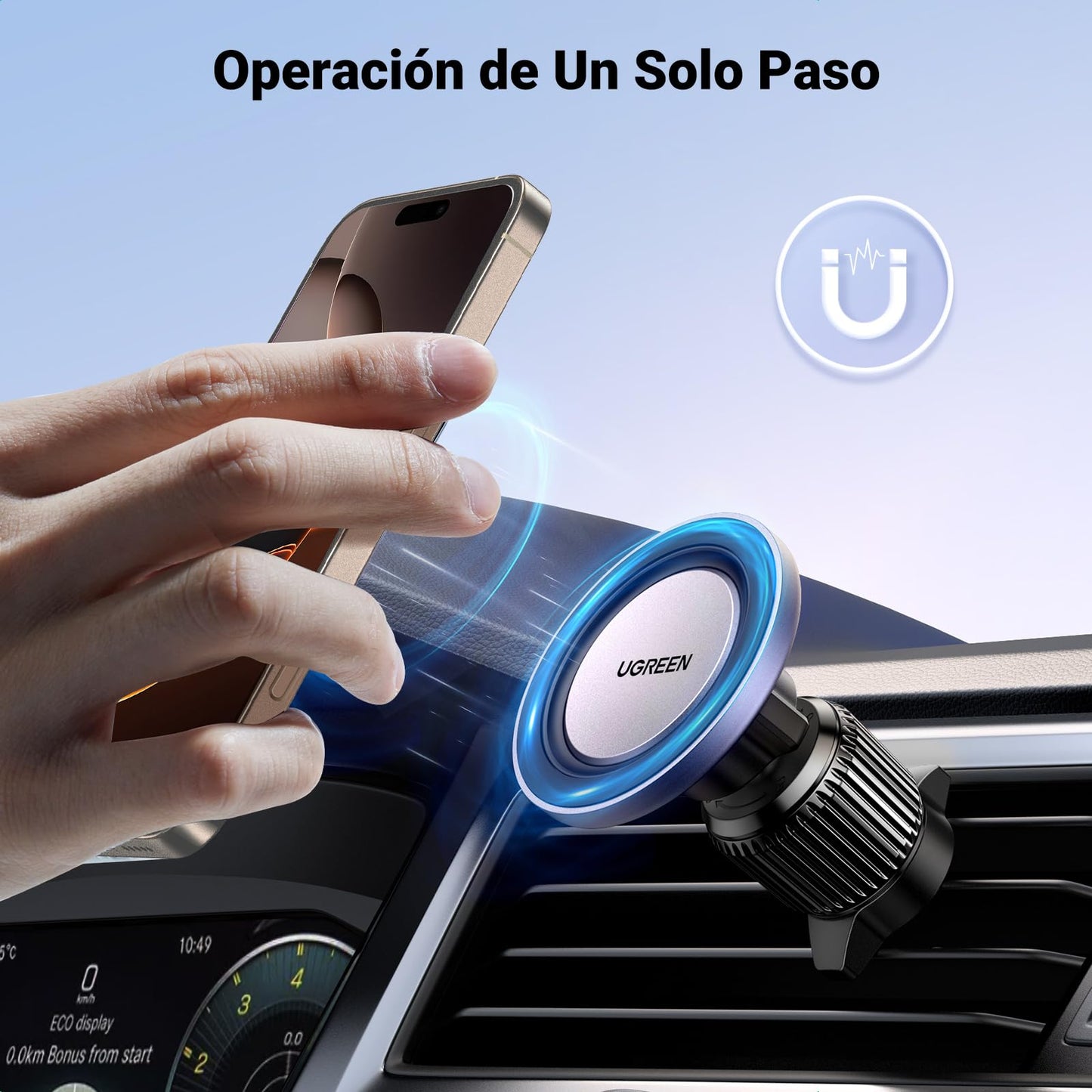 UGREEN Soporte de teléfono para Coche MagSafe – Se Adapta a la mayoría de Rejillas de ventilación, [imanes Fuertes de Carga de 1600 g, Soporte magnético para Rejilla de ventilación de Coche