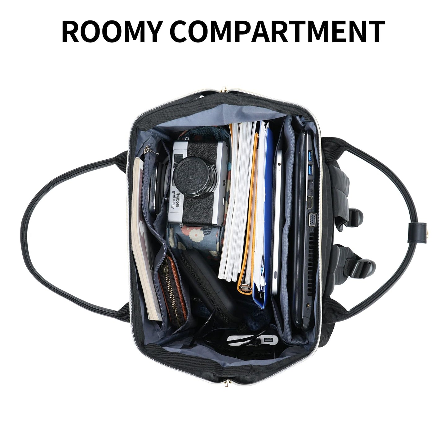 KROSER mochilo para computadora portátil de 17 pulgadas, elegante mochila repelente al agua, casual con puerto USB, para hombres y mujeres, color negro