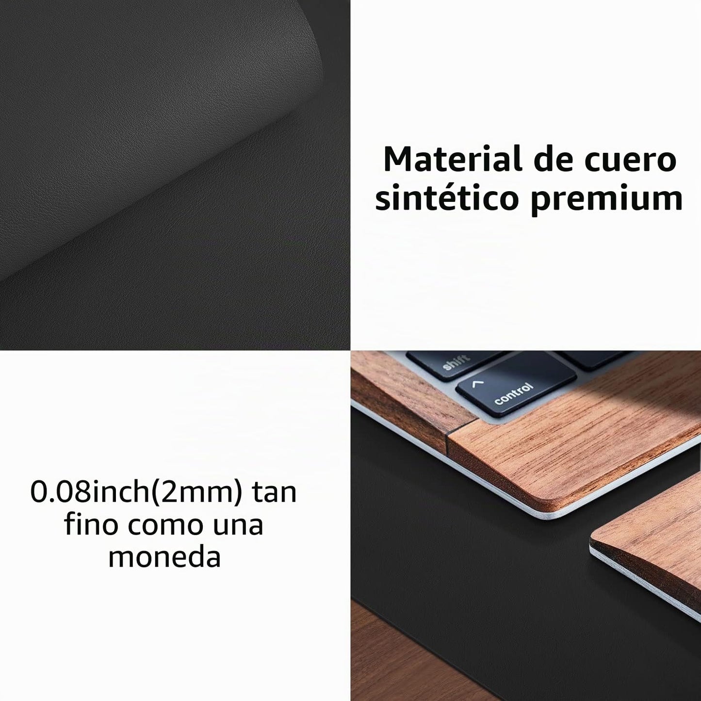 Alfombrilla de escritorio, alfombrilla de ratón, protector de escritorio, papel secante de cuero de PU antideslizante para juegos de oficina/hogar(Negro,23.6"x13.7")