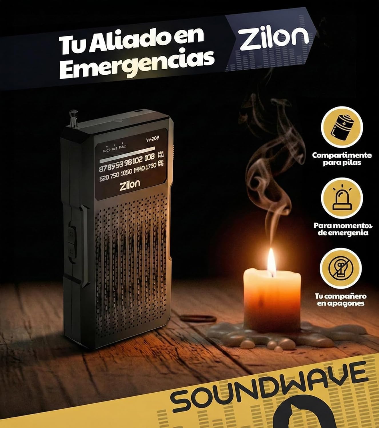 ZILON Transistor Radio a Pilas Pequeña Portatil Analogica Kit Emergencia FM Am Entrada Auriculares de Bolsillo Simple Personas Mayores Numeros Grandes para Facil Vision Muy Potente AA