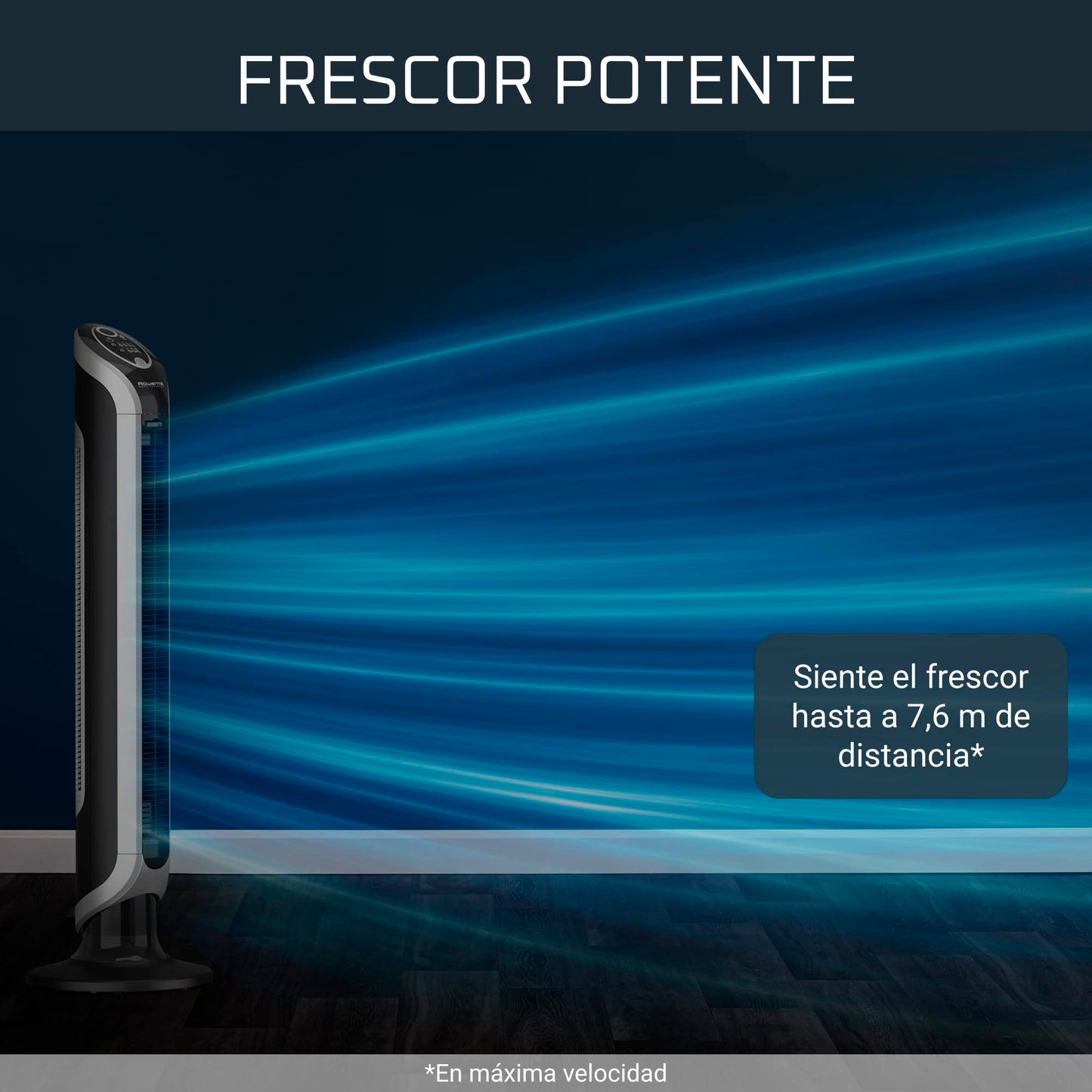 Rowenta Eole Infinite, Ventilador de Torre Potente, Temporizador de hasta 8 horas, 3 Velocidades, Mando a Distancia, Apagado Automático, Moderno, Bajo Consumo Energético, Sin Aspas, Negro VU6670