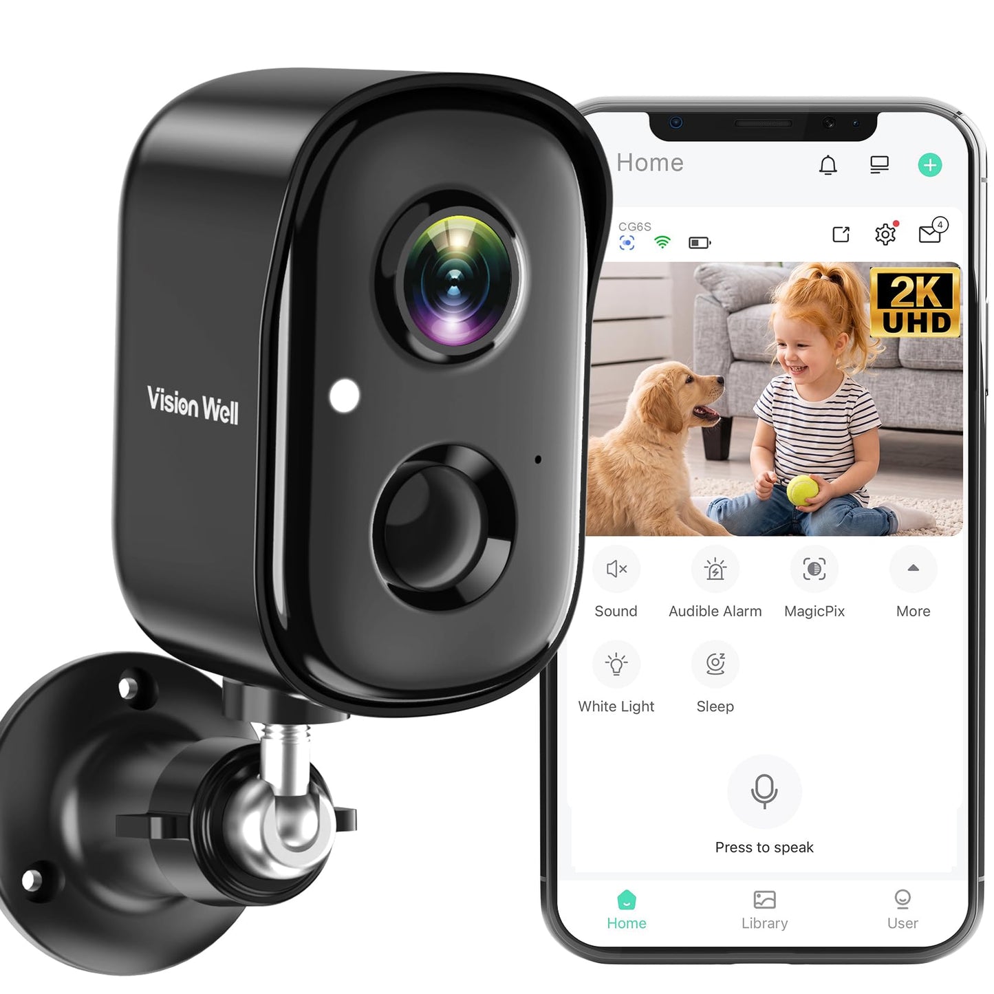 Cámaras de seguridad inalámbricas para exteriores, cámaras interiores 2K para seguridad del hogar alimentadas por batería, detección de movimiento IA, visión nocturna a color, conversación
