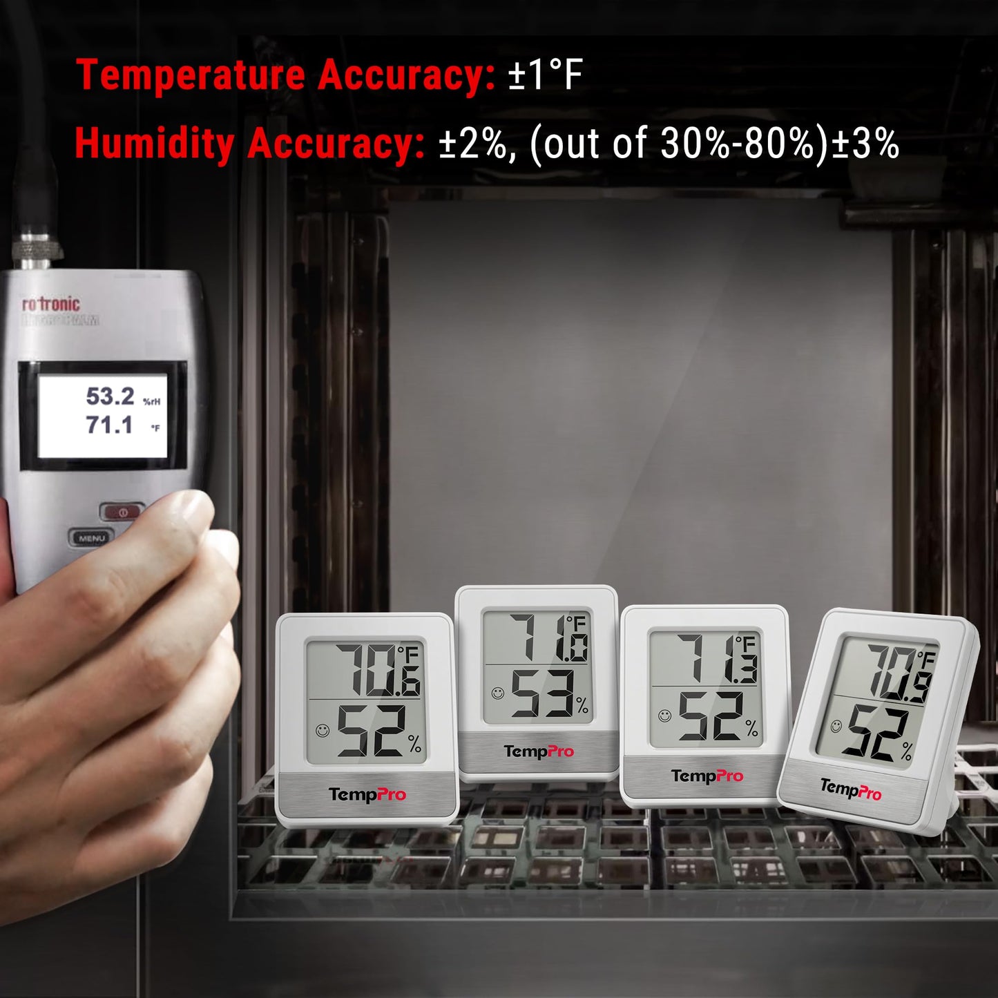 ThermoPro TP49 - Medidor de humedad digital para interiores con monitor de temperatura y humedad, mini higrómetro, termómetro