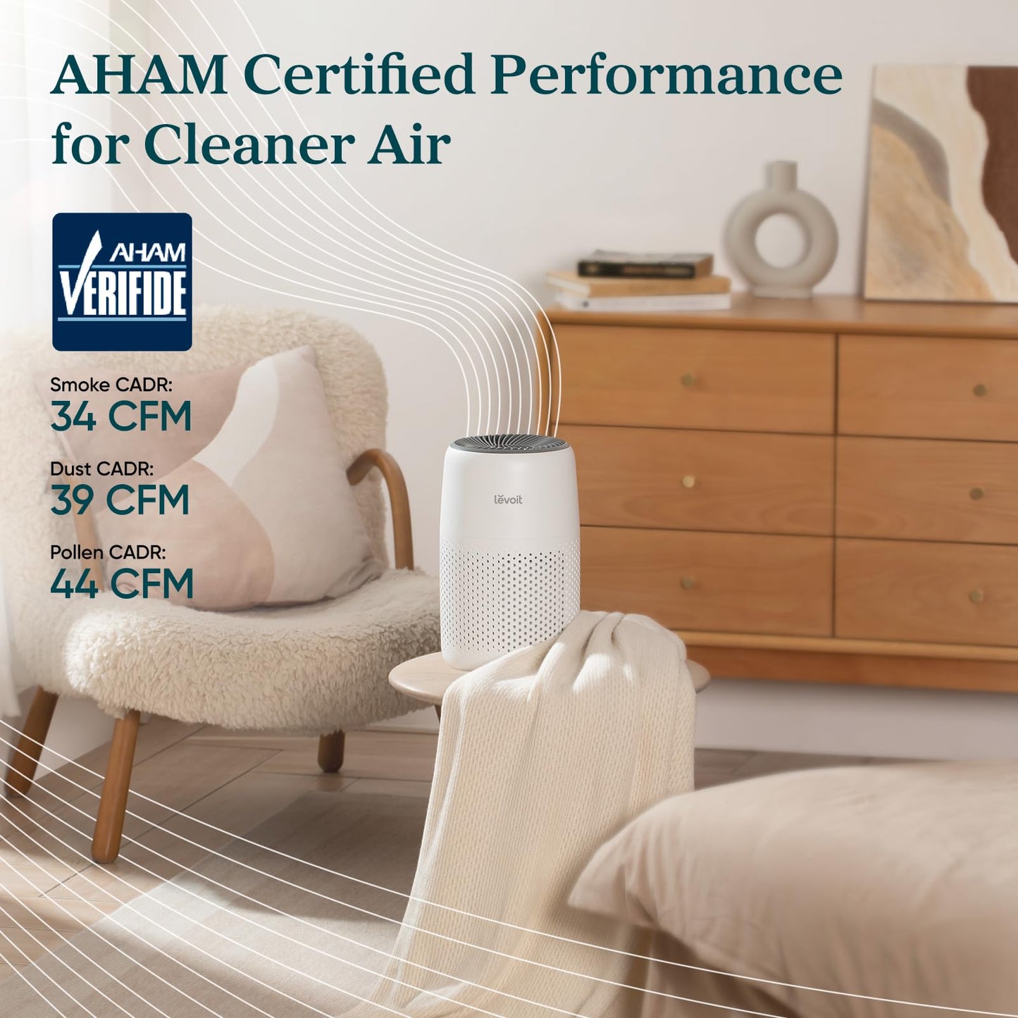 LEVOIT Purificador de aire, Filtro HEPA, Purificador de aire portátil con aromaterapia, 25 dB Silencioso, Bajo consumo de energía de 7 W, Elimina alergias, polvo, olor, caspa de mascotas, Core Mini