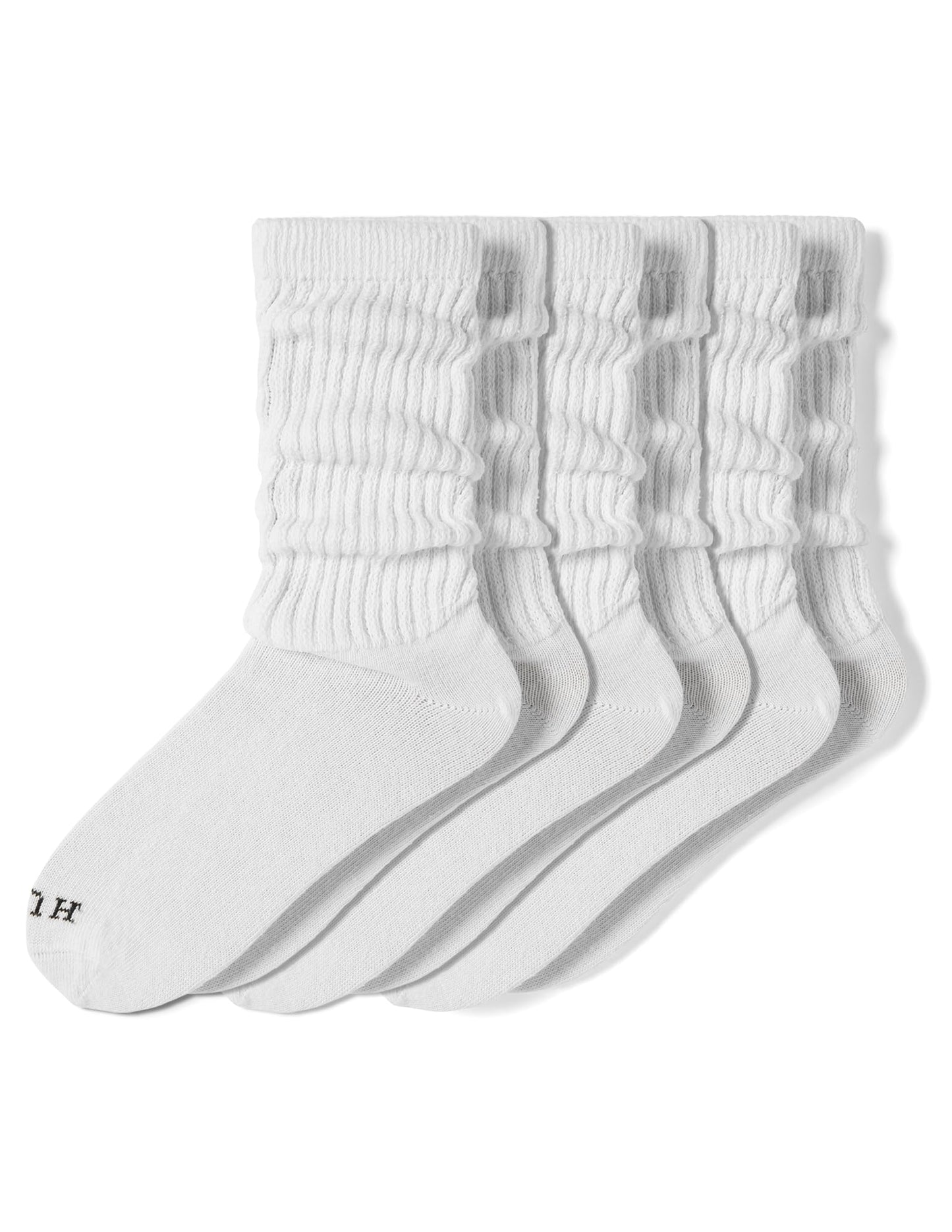 HUE Women's Slouch Sock 3 Pair Pack, White/White/White, One Size