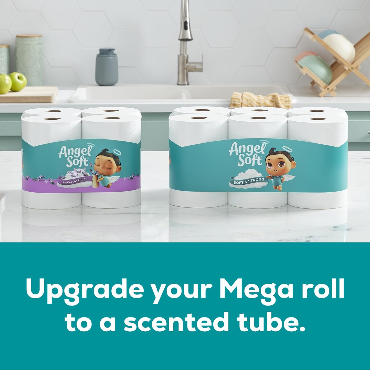 Angel Soft® Papel higiénico, 16 mega rollos = 64 rollos regulares, papel de baño de 2 capas