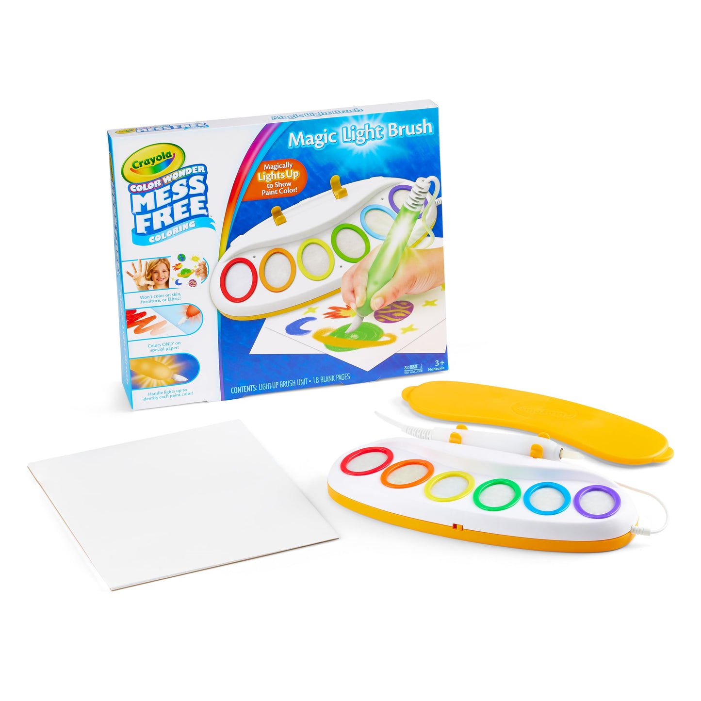 CRAYOLA Color Wonder Magic Light Brush | Pintura sin desorden | Incluye 18 páginas Magic Color Wonder para niños a Partir de 3 años