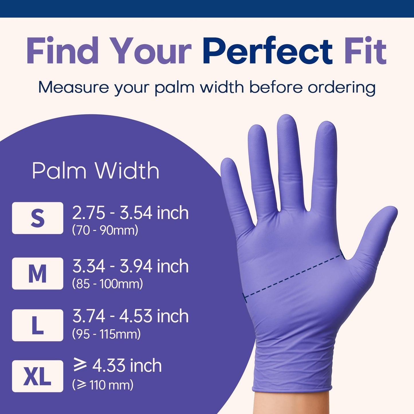 Supmedic Guantes médicos desechables de nitrilo de 3.5 mil, sin polvo, sin látex, caja de 100 (morado) (mediano)
