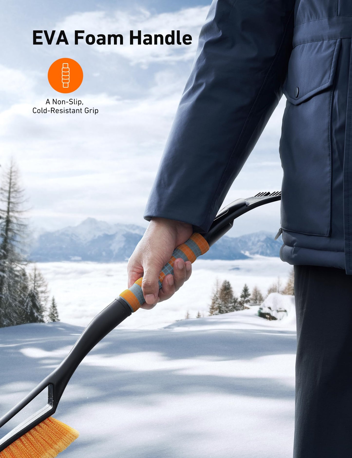 AstroAI Kit de Herramientas de Limpieza Lavado de Autos Trapeador Eliminador Cepillos para Nieve Raspador de Vidrio Desmontable para Automóviles 2 en 1 Mango de Espuma Escurridor Antiescarcha
