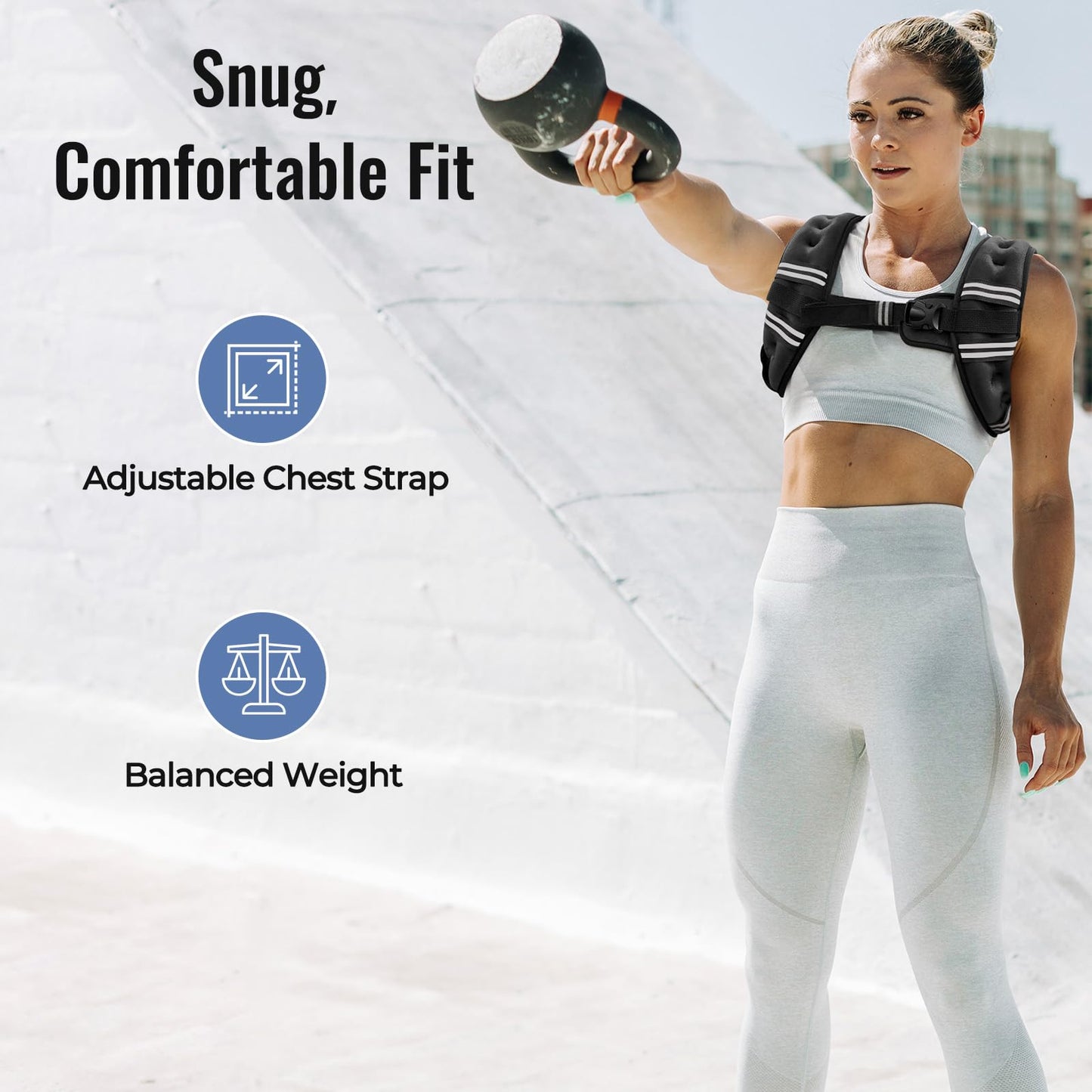 Zeerun Chaleco con peso de 10 libras para mujeres y hombres con rayas reflectantes y hebilla ajustable, cómodo y duradero para caminar, correr y entrenamiento de fuerza, color negro
