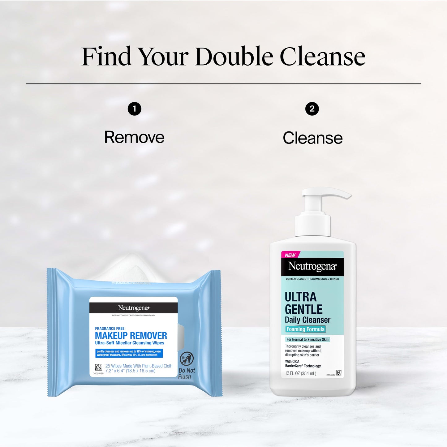 Neutrogena Makeup Remover Cleansing Towelette Singles, Daily Face Wipes To Remove Dirt, Oil, Makeup & Waterproof Mascara, Individually Wrapped, 20 Count