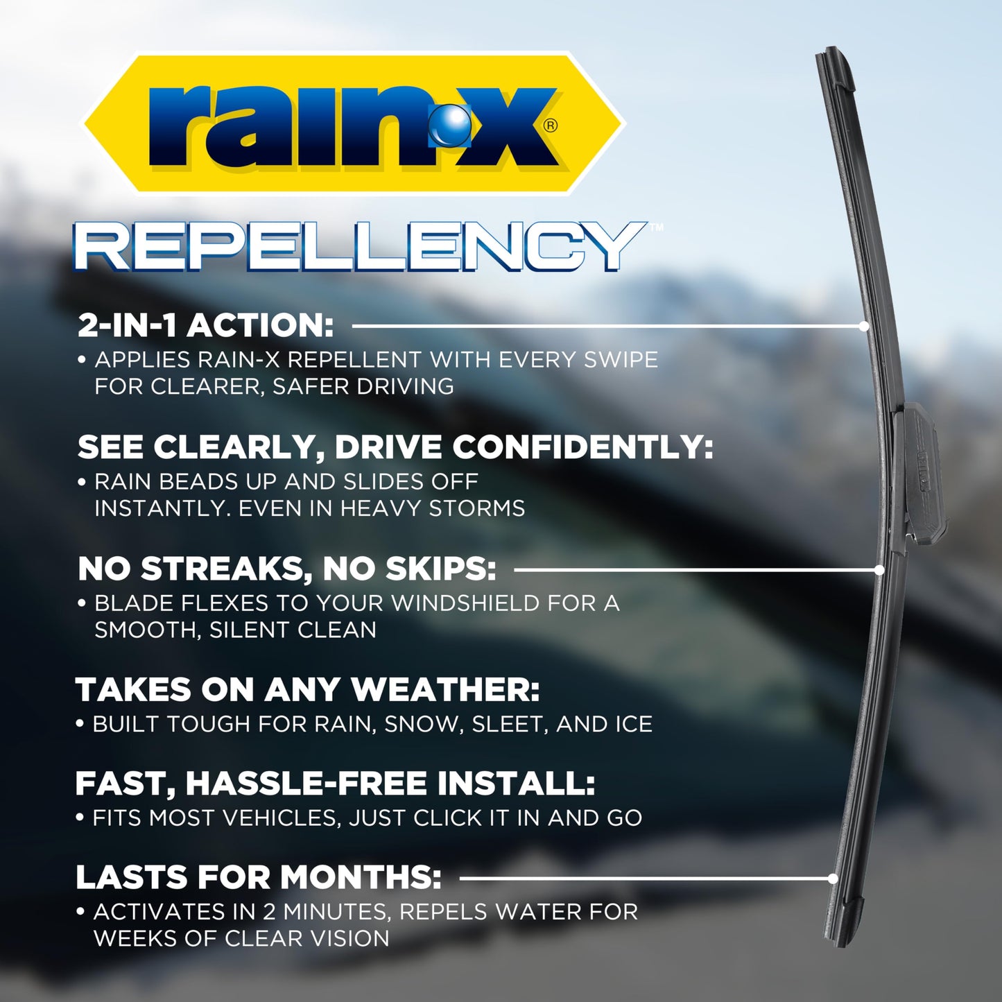 Rain-X 810363 Repellency Water Repellent Wiper Blades, 22" Windshield Wipers (Pack of 2) New & Improved Version of Latitude [Amazon Exclusive]