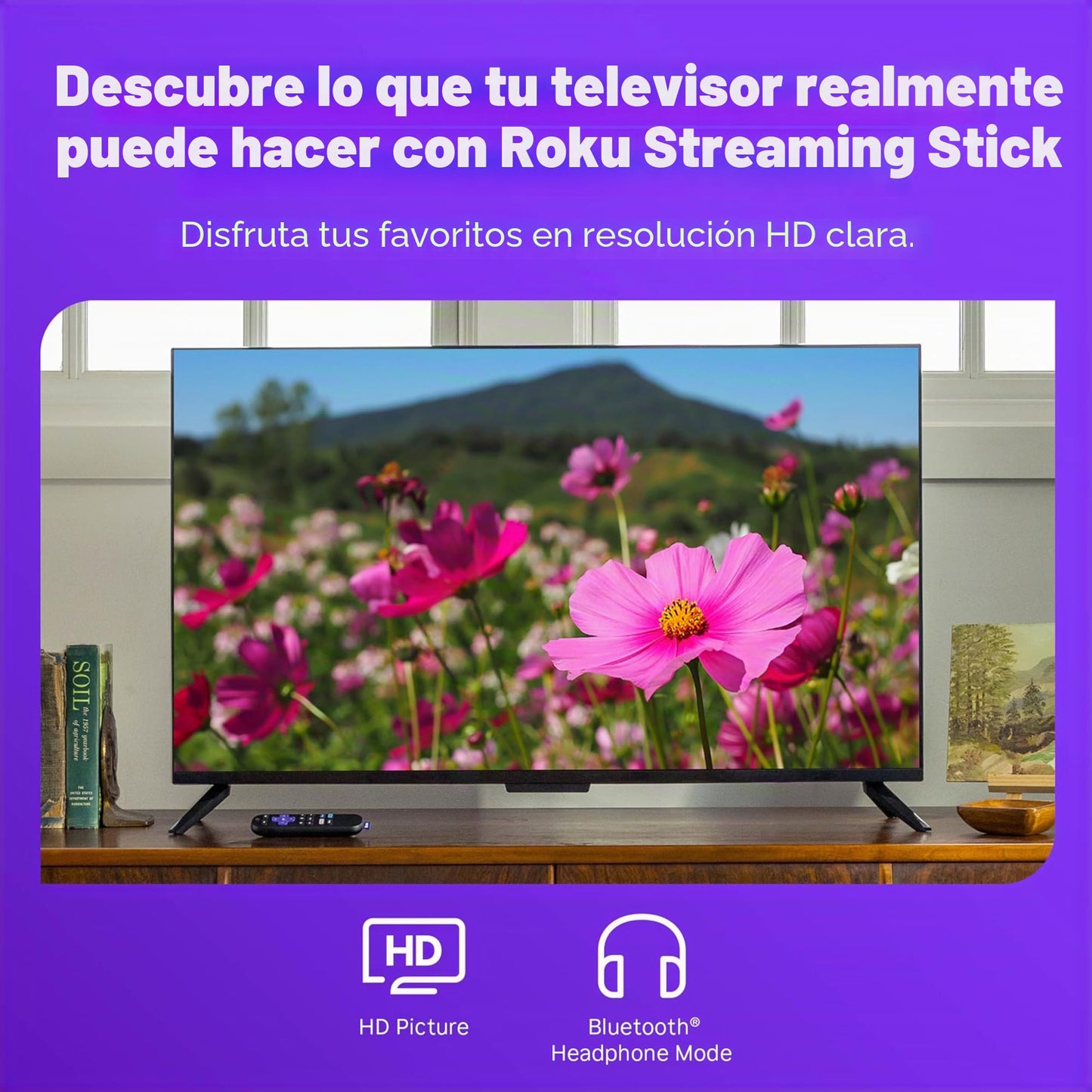 Roku Streaming Stick HD 2025: Dispositivo de transmisión Roku para TV con Control Remoto de Voz, TV Gratis y en Vivo