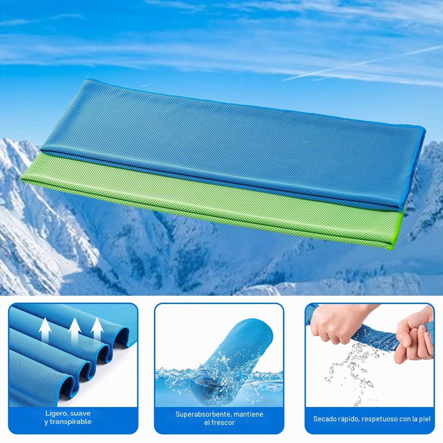 CADONO Paquete de 4 toallas de enfriamiento (40 x 12 pulgadas), toalla fría suave y transpirable, toalla de hielo, toalla de microfibra para yoga, deportes, correr, entrenamiento, gimnasio, camping