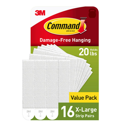 Command 20 libras de tiras para colgar imÃ¡genes, 16 pares de tiras blancas Comand resistentes, sin daÃ±os