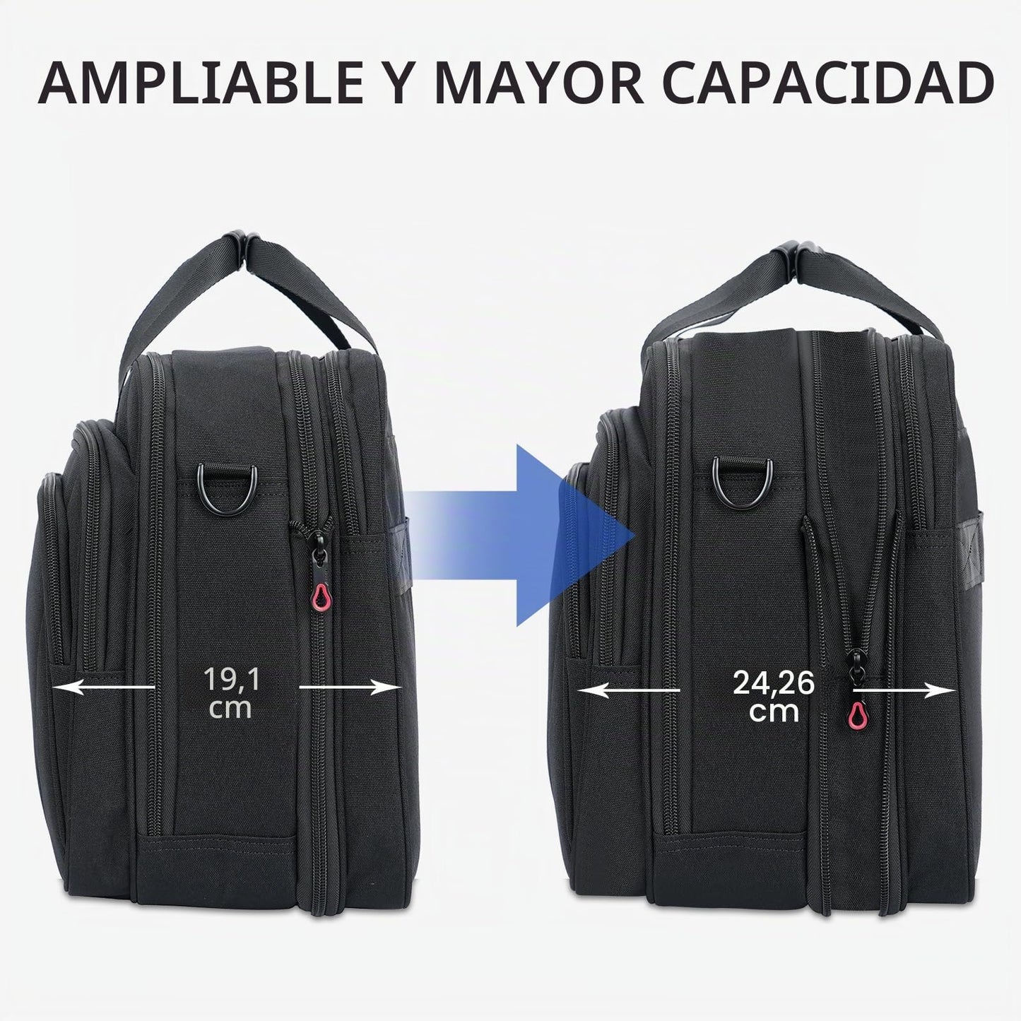KROSER 18" Bandolera para Portátil Maletín Premium para Laptop hasta 17.3" Expandible Hidrófugo Bolsa del Hombro Bolsa de Computadora para Viajes/Negocios/Escuela/Hombres/Mujeres-Negro