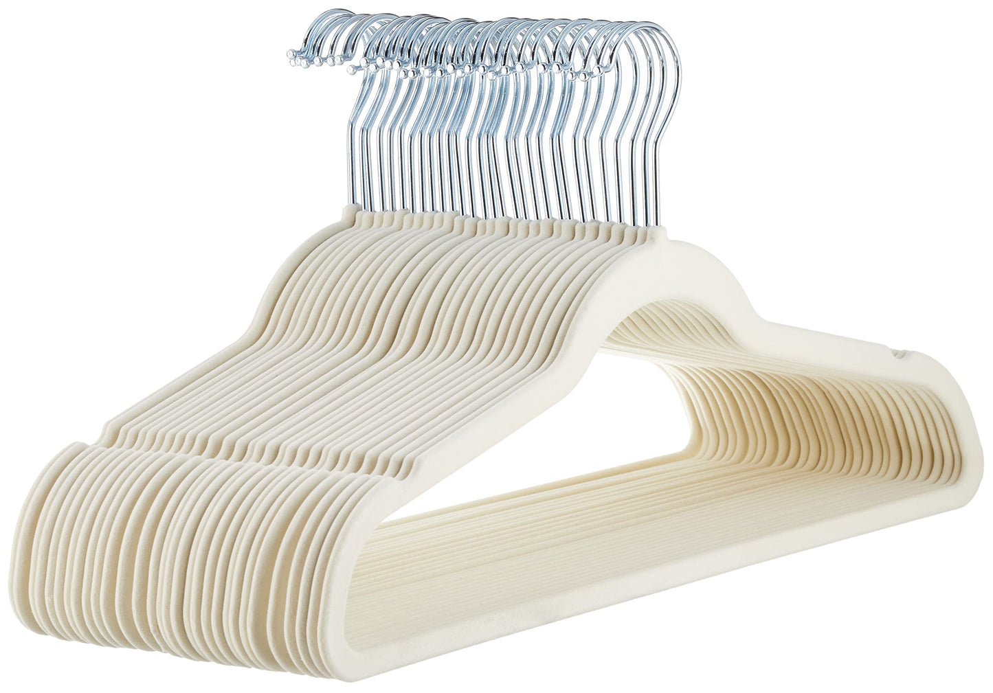 Amazon Basics Perchas de Terciopelo para Trajes, Paquete de 30, Plateado/Marfil