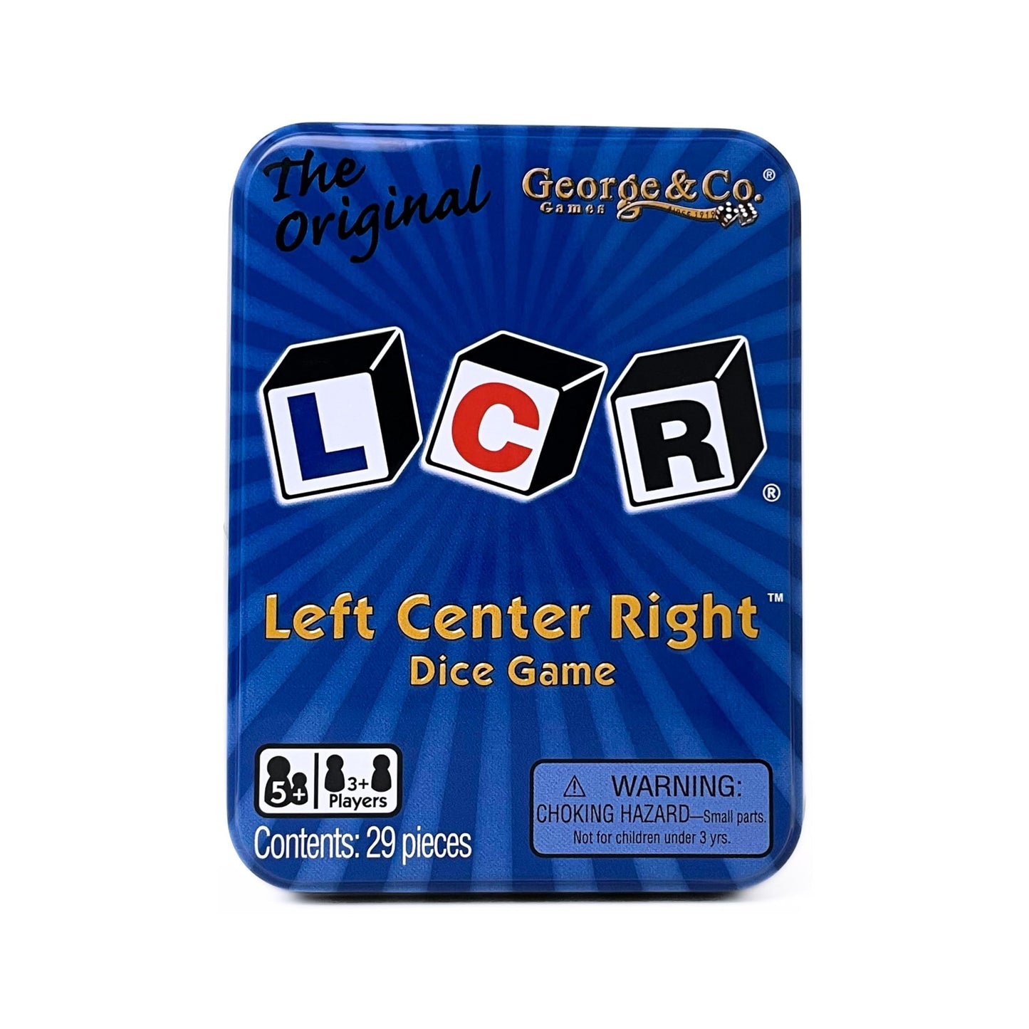 LCR George & Company LLC Left Center Right™ Juego de Dados - Lata Azul