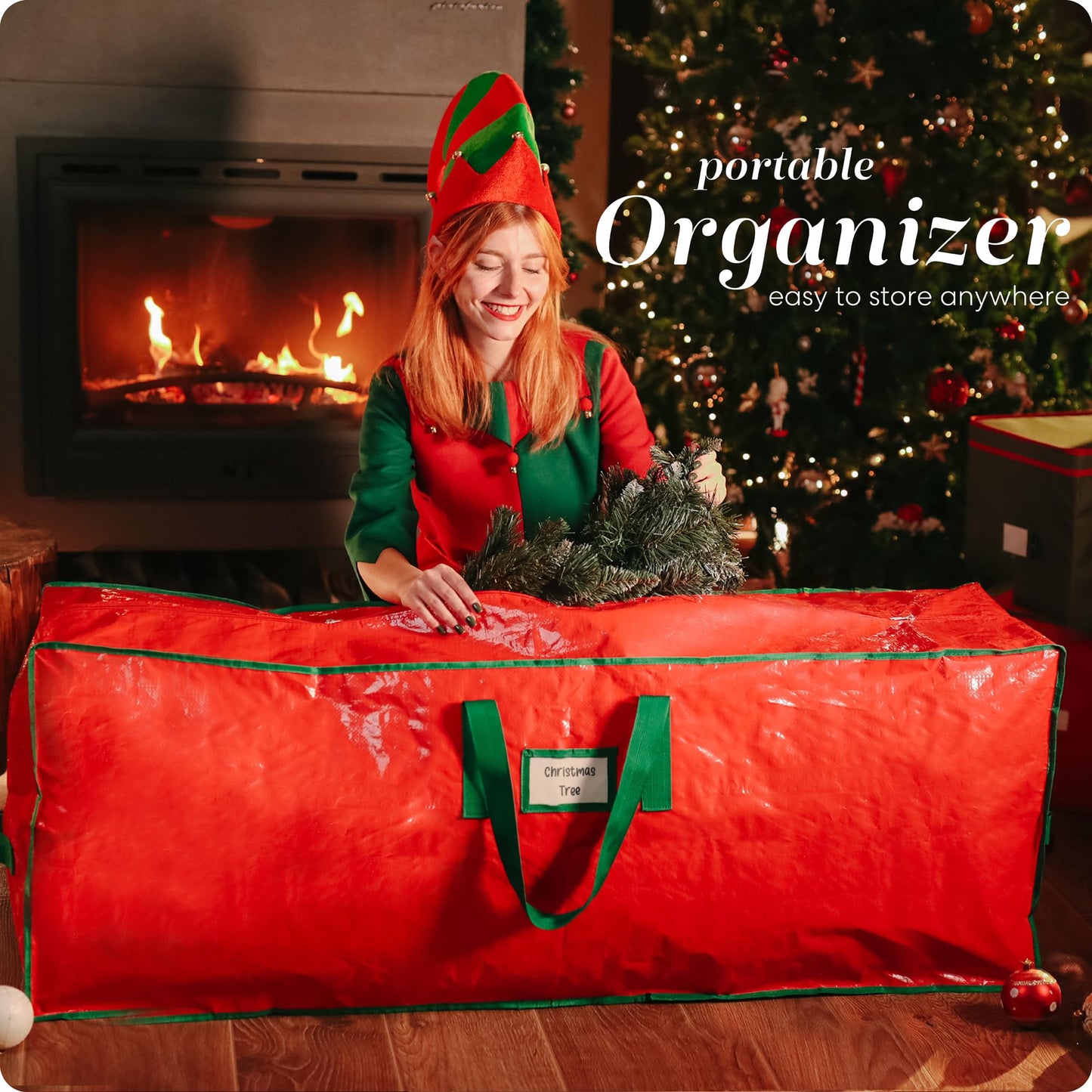Bolsa para almacenaje de árbol de Navidad artificial, de alta resistencia.