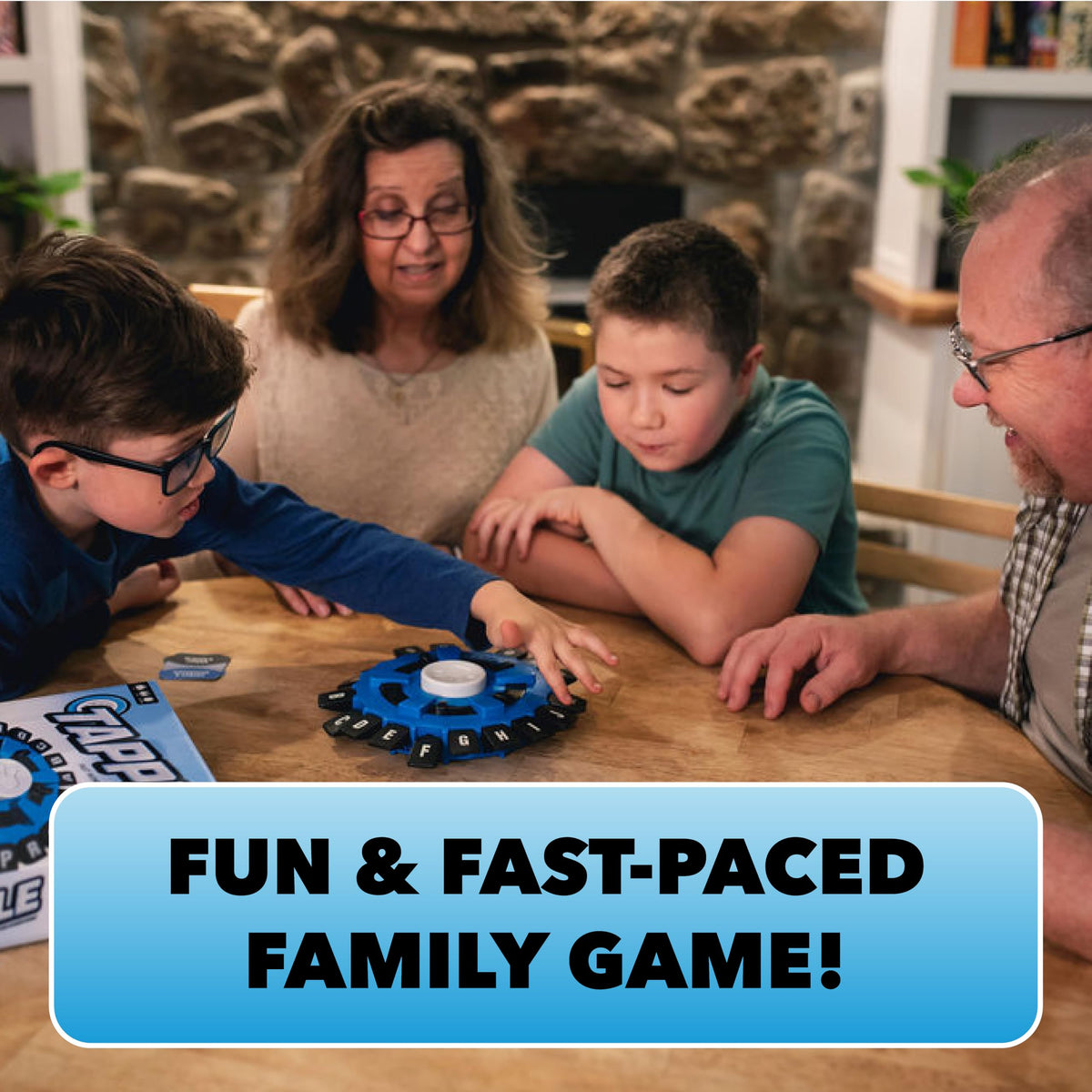 USAOPOLY TAPPLE® - Juego de mesa de palabras en familia para los más rápidos | Elige una categoría y compite contra el temporizador para ser el último jugador | Juego de aprendizaje ideal para todas