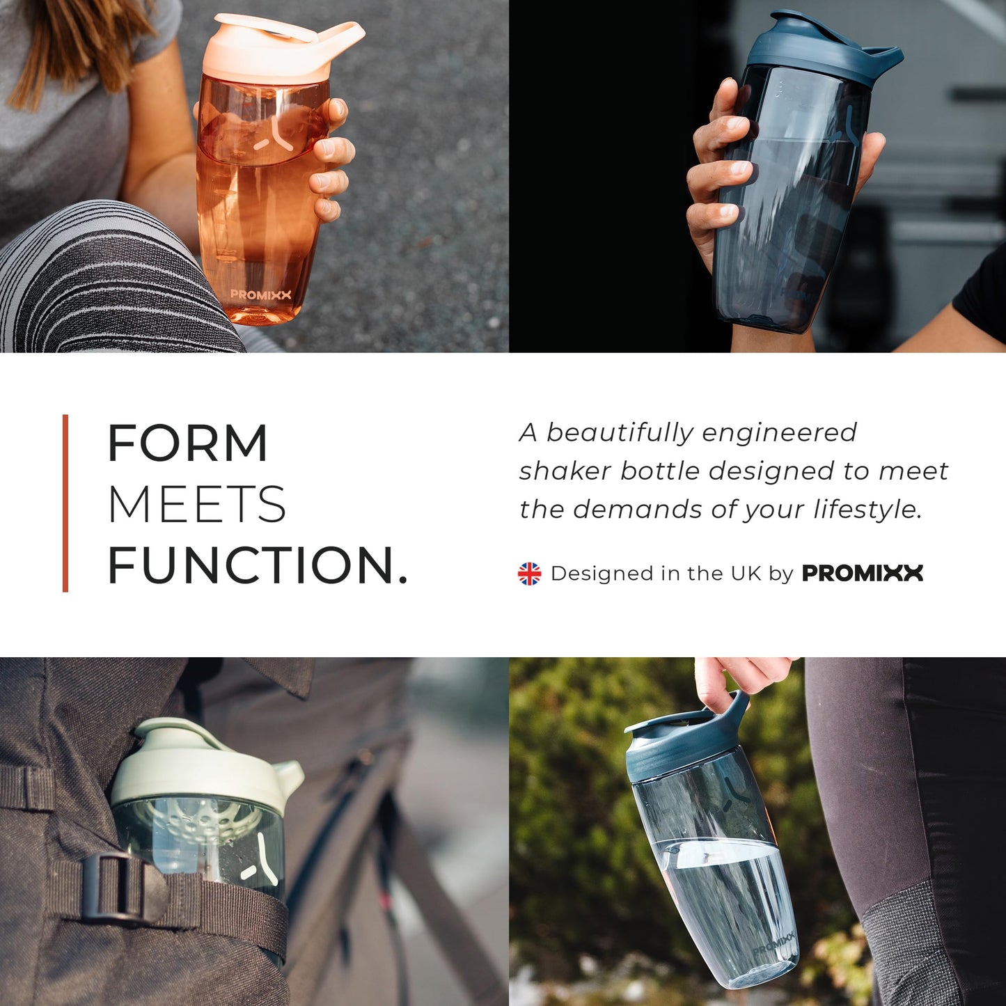 Promixx FORM Botella de Agua Deportiva - Botella Agua sin BPA Premium - Botella Sostenible con Tapa Antigoteo – Botellas de Agua 760 ml (Azul Medianoche)