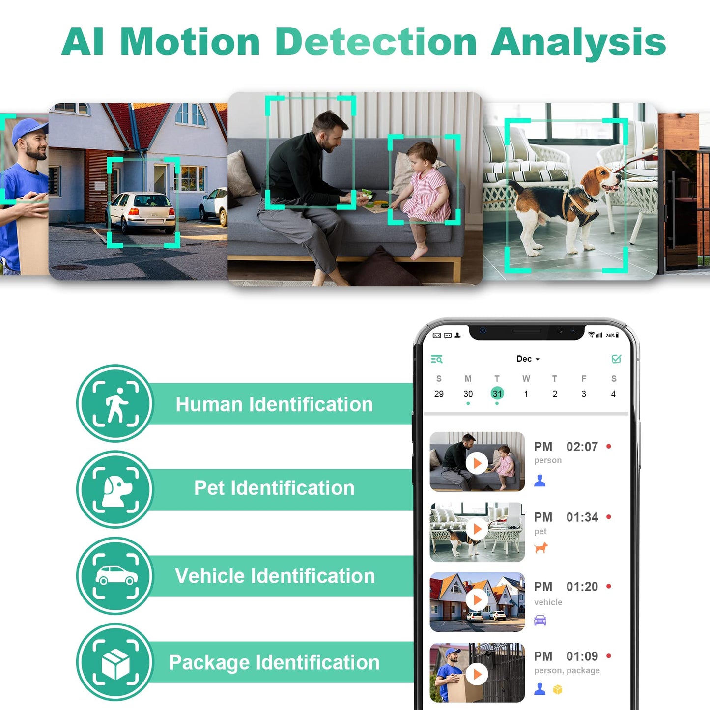 Cámaras de seguridad inalámbricas para exteriores, cámaras interiores 2K para seguridad del hogar alimentadas por batería, detección de movimiento IA, visión nocturna a color, conversación
