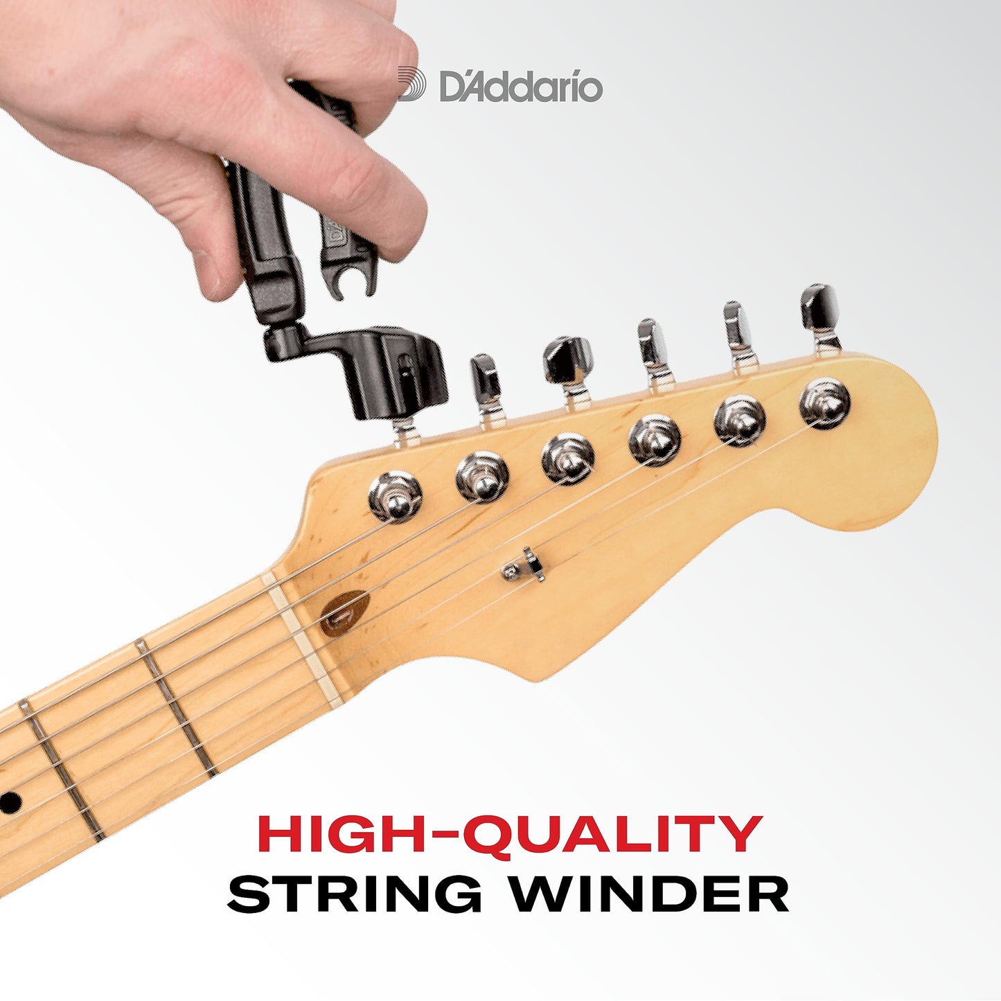 D'Addario Pro-Winder Enrollador de cuerdas de guitarra, cortador y extractor de clavijas de puente, herramienta todo en uno para encordar guitarras, negro