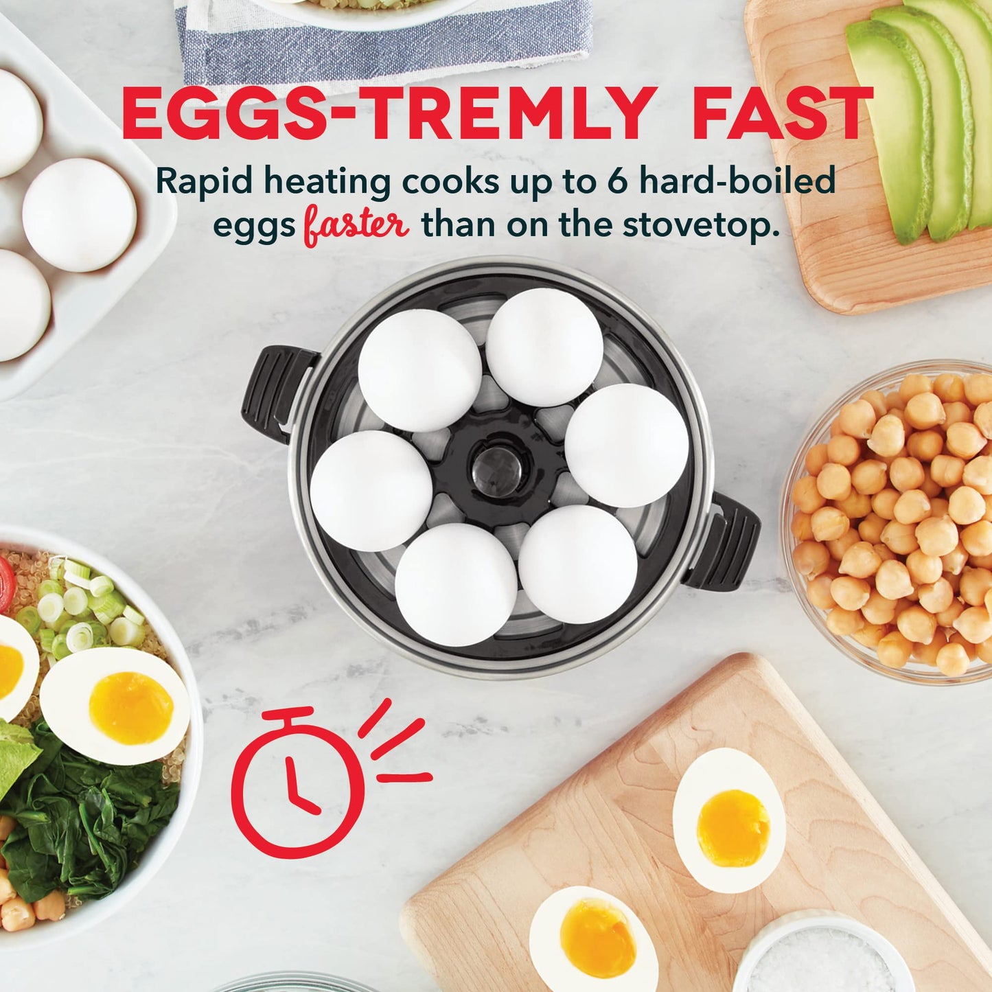 Dash DEC005BK BLACK 6 Egg Rapid Cooker w/ Poaching Tray & Measuring Cup by Dash