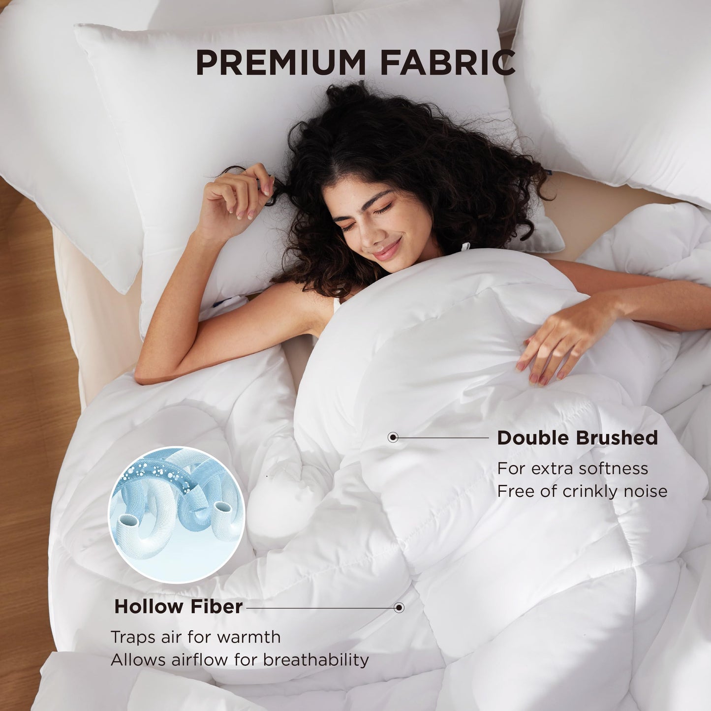 Bedsure Relleno de edredón tamaño Queen, Acolchado Blanco, edredón de plumón Alternativo para Todas Las Estaciones con pestañas en Las Esquinas