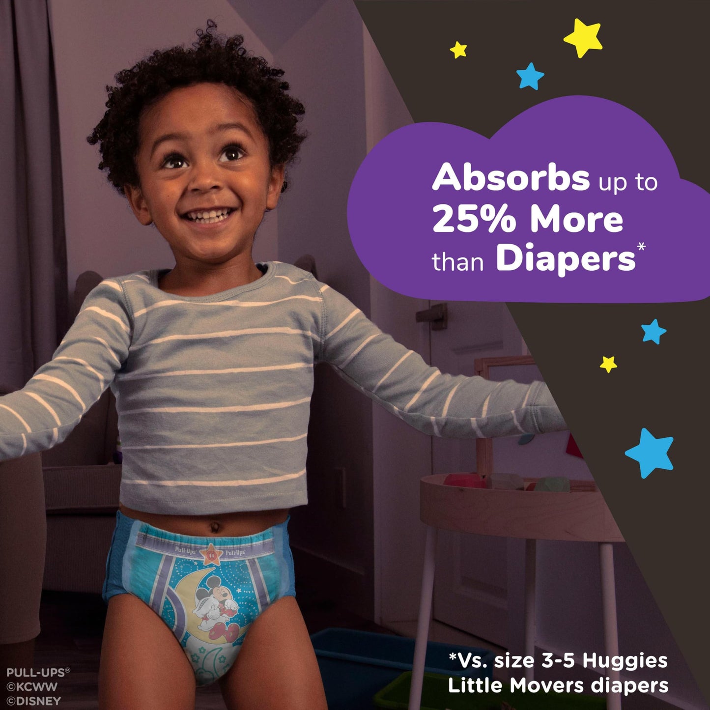 Pull-Ups Night-Time, 3T-4T (32-40 lb.), 60 Ct., Potty Training Pants for Boys, Disposable Potty Training Pants for Toddler Boys (Packaging May Vary)