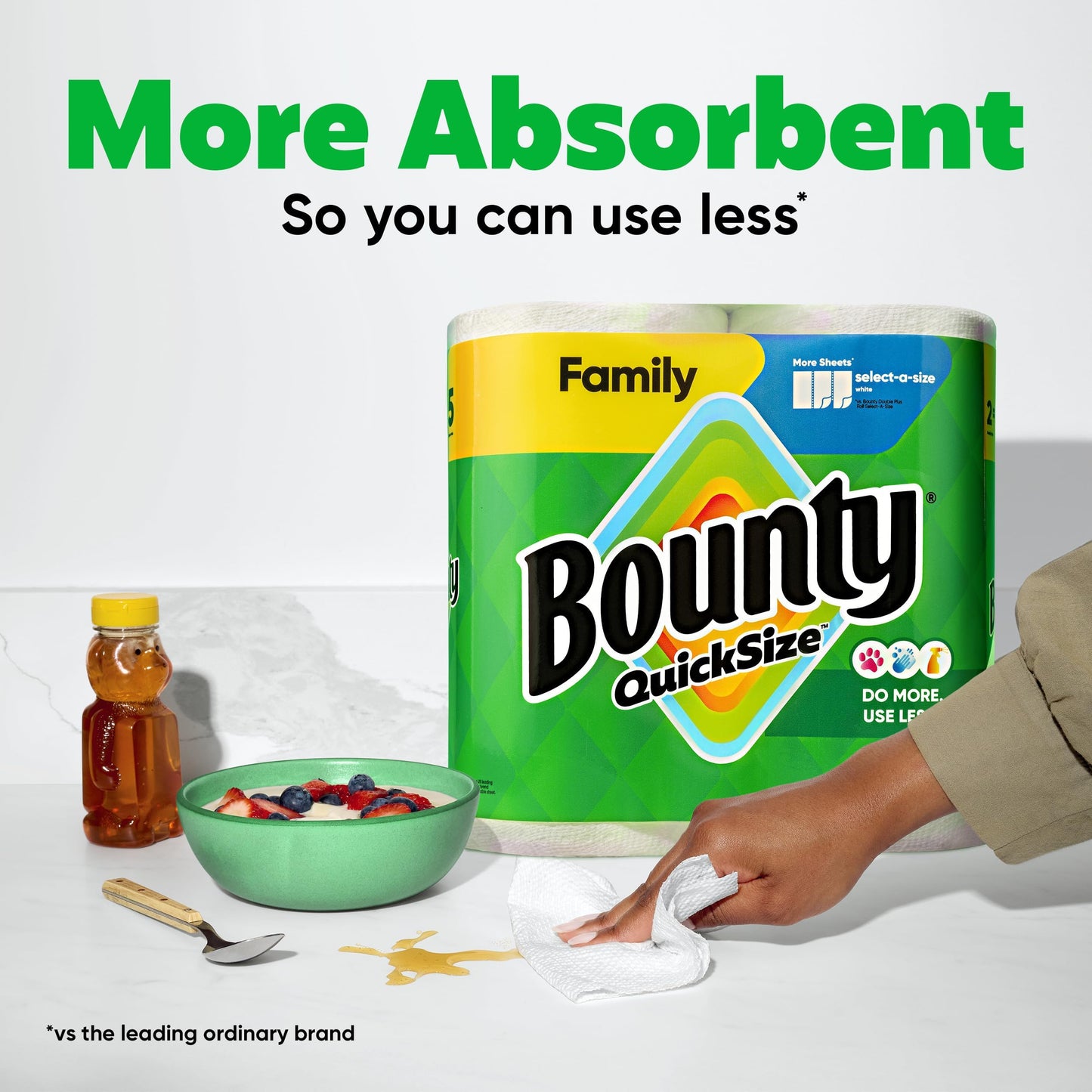 Bounty QuickSize - Rollos de papel de cocina, paquete familiar de 8 unidades (equivalente a 20 rollos regulares), color blanco (el embalaje puede variar)