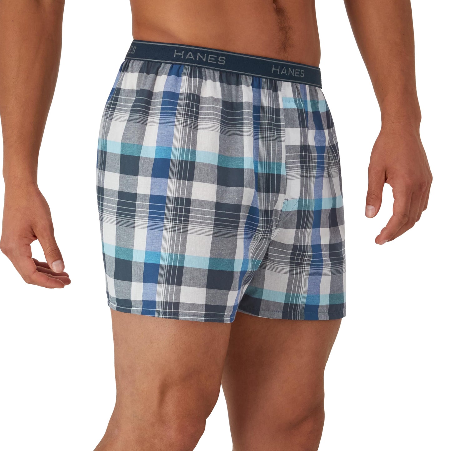 Hanes Men's Woven Boxers, 6 Pack, Tartan Plaid, Large