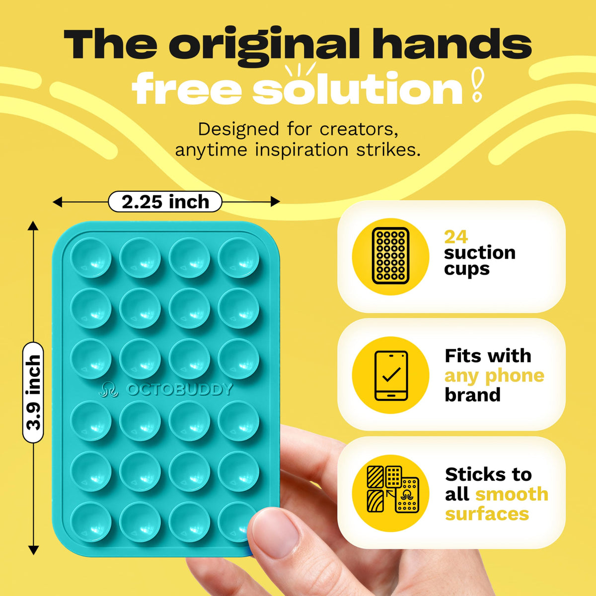 OCTOBUDDY || Soporte Adhesivo de Silicona con Ventosa para teléfono || Compatible con Fundas de teléfono Celular iPhone y Android (Rosa Tiza)