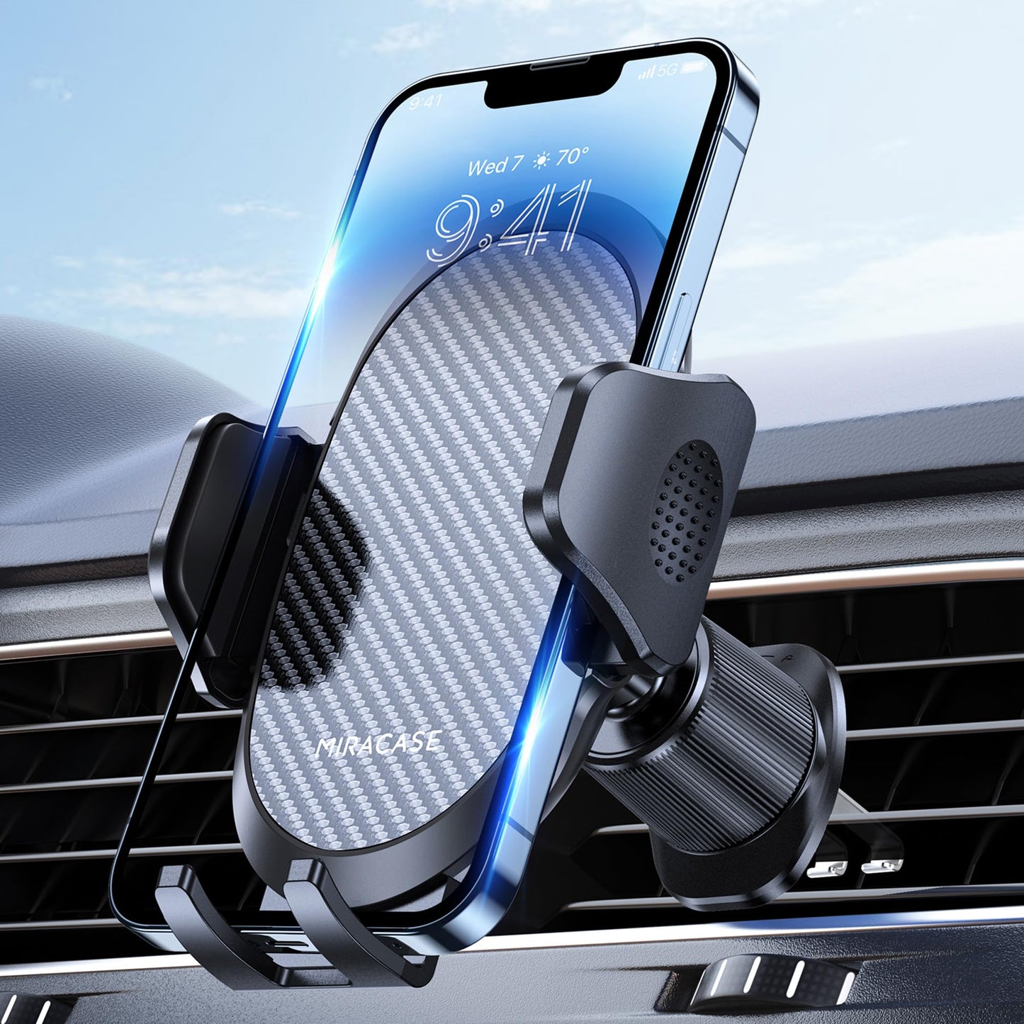 Miracase Soporte para teléfono de coche con clip de gancho de metal, soporte para teléfono móvil de ventilación, soporte universal manos libres para iPhone, Android y todos los teléfonos inteligentes,