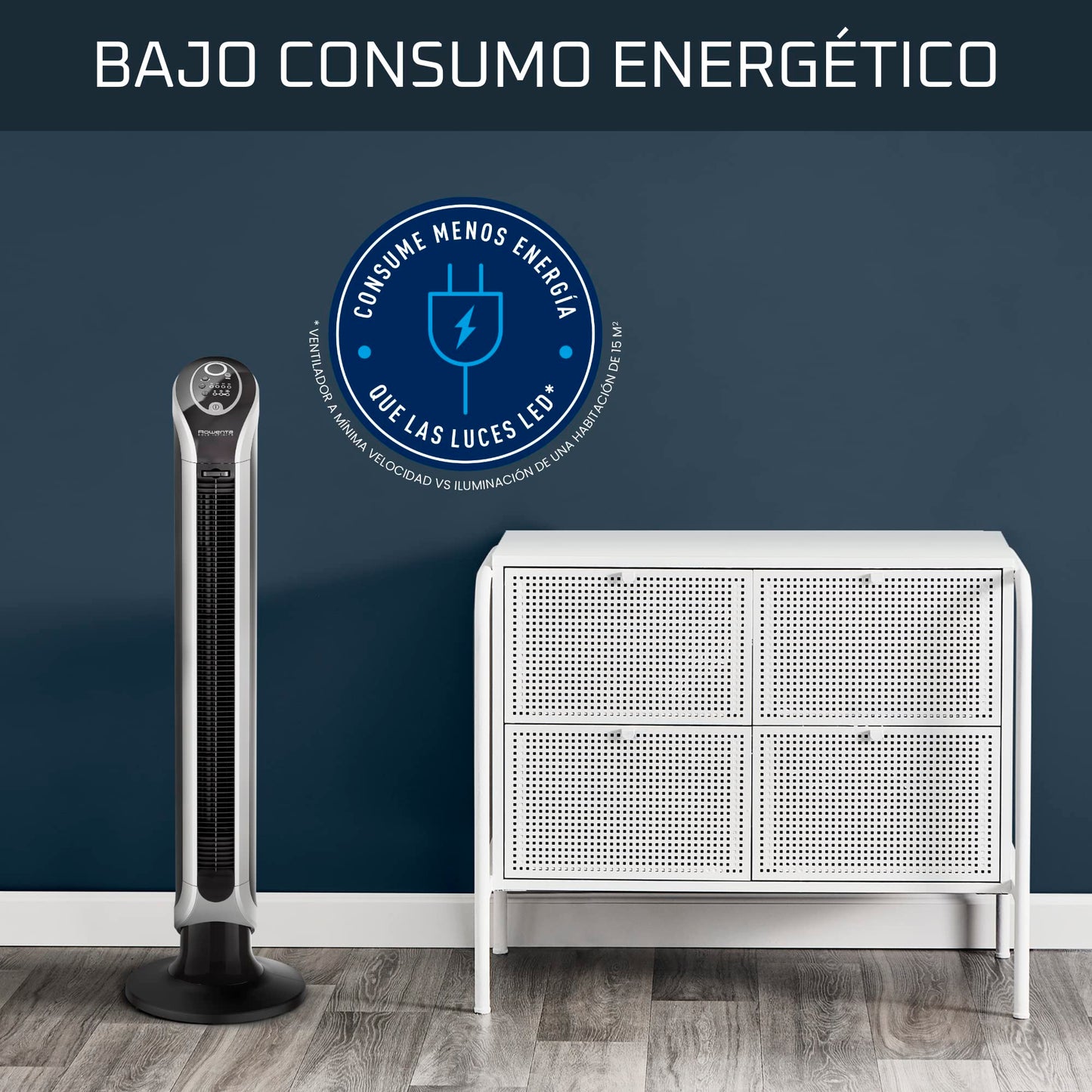 Rowenta Eole Infinite, Ventilador de Torre Potente, Temporizador de hasta 8 horas, 3 Velocidades, Mando a Distancia, Apagado Automático, Moderno, Bajo Consumo Energético, Sin Aspas, Negro VU6670