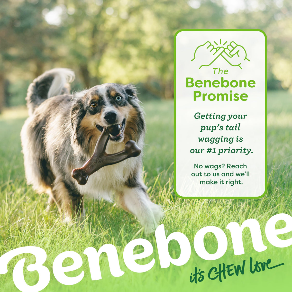 Wishbone de Benebone, un juguete para morder, con auténtico beicon mediano, resistente e indicado para perros masticadores agresivos, fabricado en EE. UU.