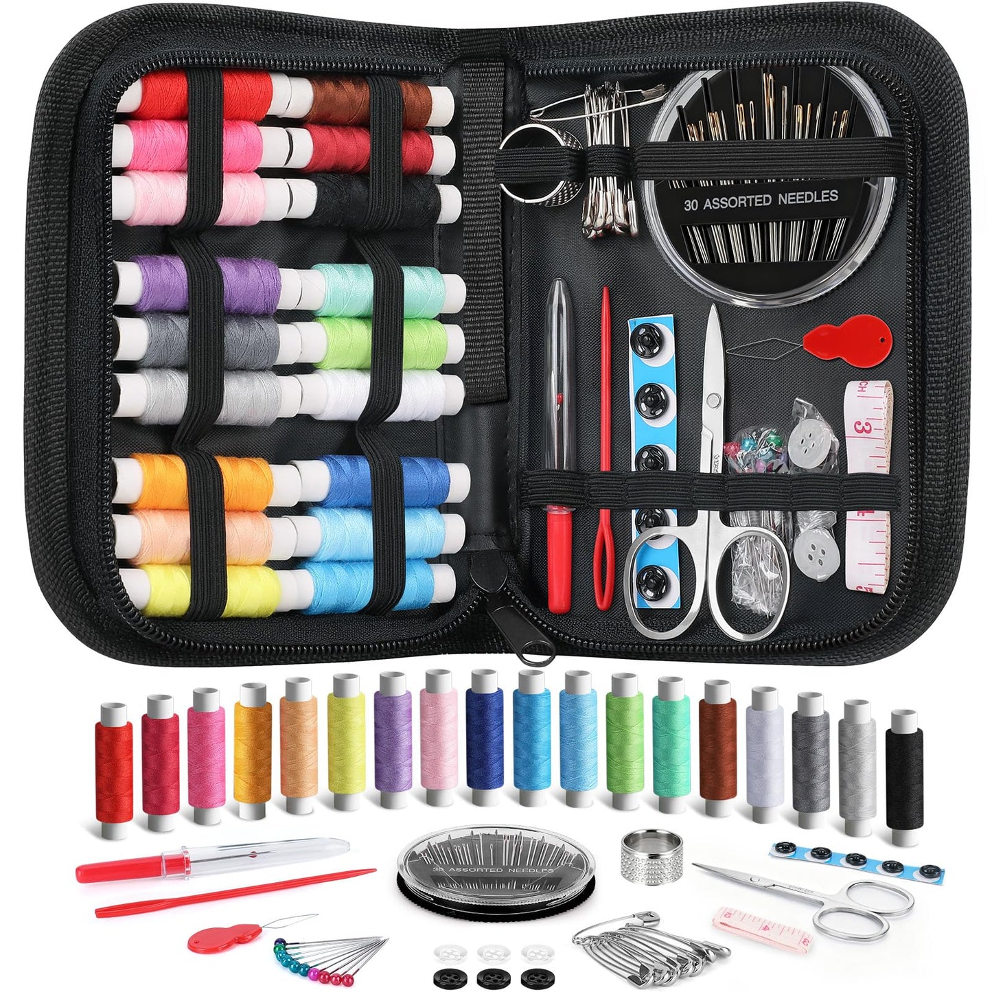 Coquimbo Kit de costura para adultos, principiantes, niños, viajeros, reparación de emergencia, bricolaje en casa, mini suministros de costura portátiles accesorios con hilo, aguja, tijeras, cinta