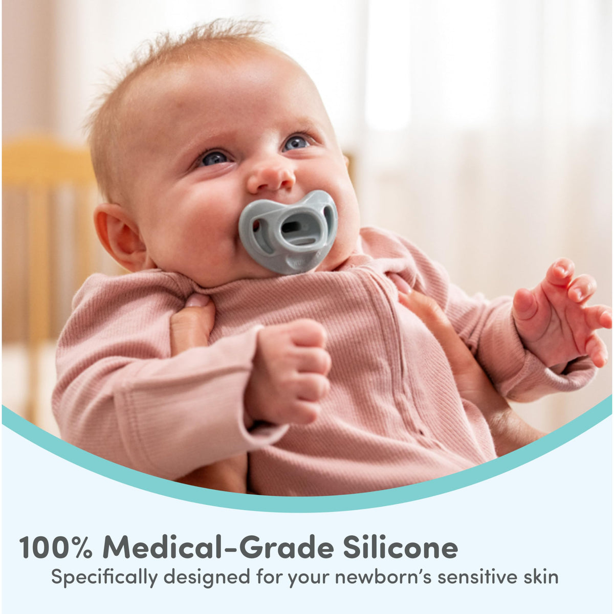 NUK Chupete Timeless Comfy | 100 % silicona, diseño de una sola pieza, sin BPA, suave para la piel del bebé, paquete de 5, para 0-6 meses