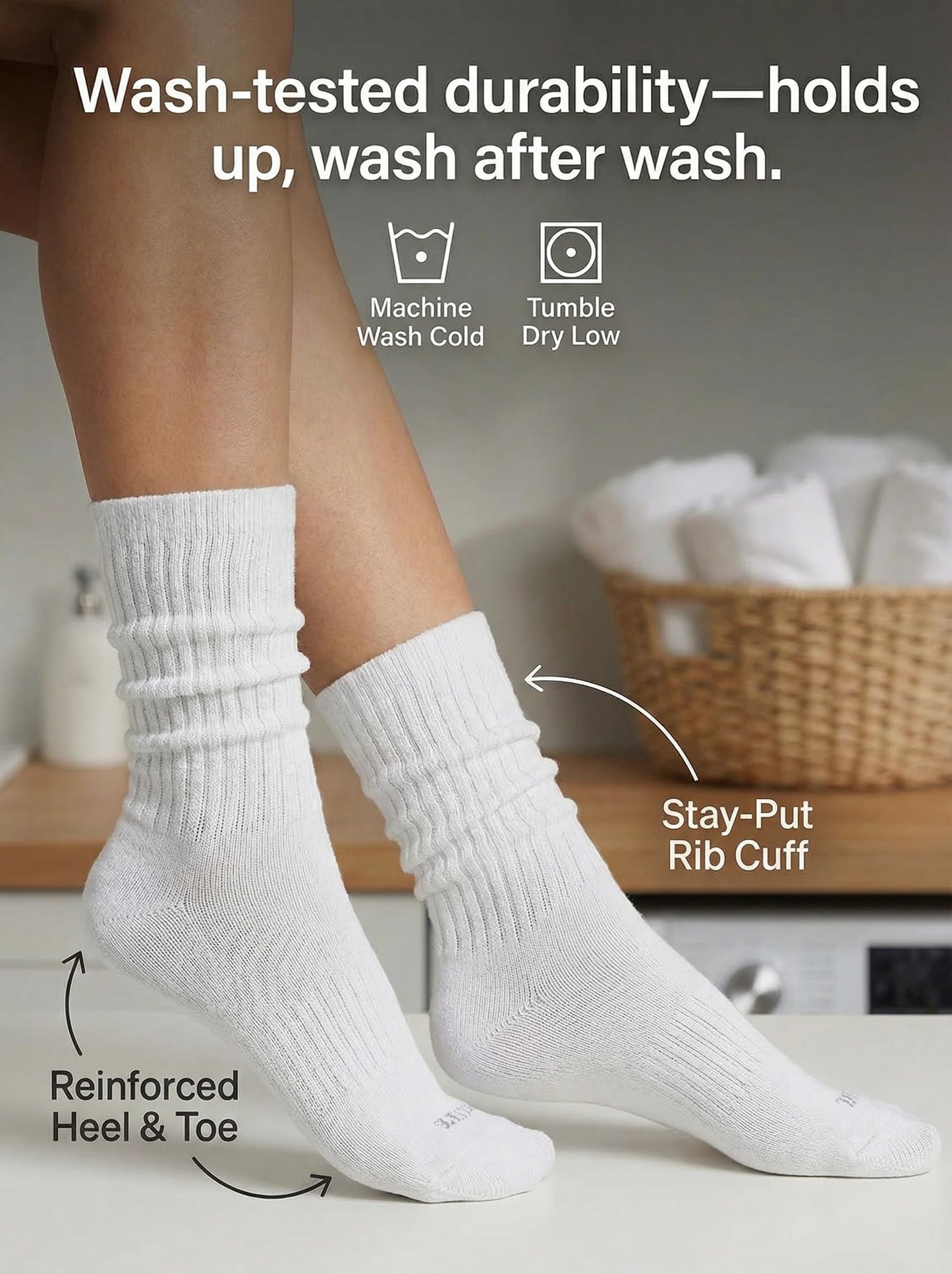 HUE Women's Slouch Sock 3 Pair Pack, White/White/White, One Size